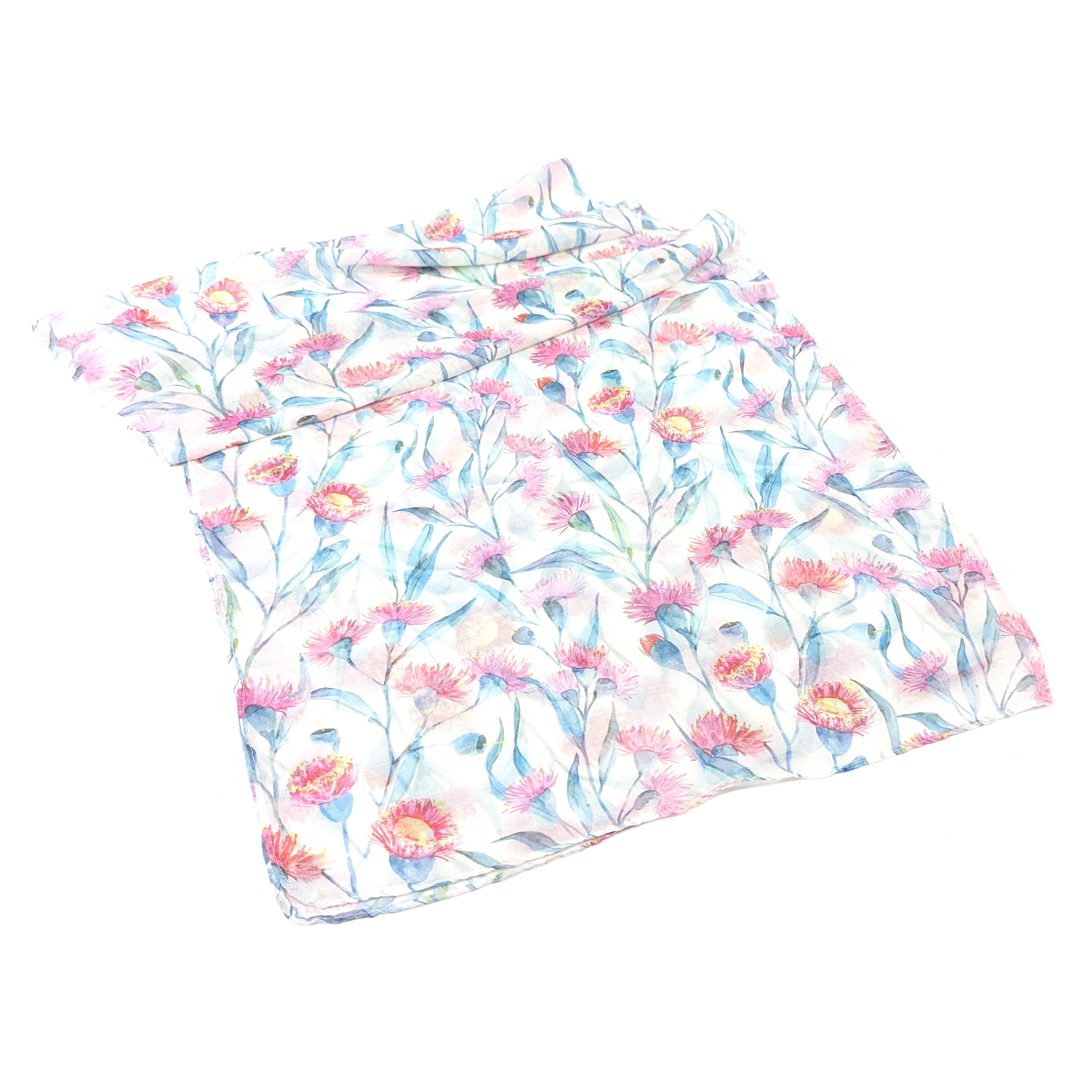 Pastel Carnation Scarf - Soft Floral Print Fashion Scarf (50x180cm) for Women, Lightweight Shawl Wrap - Perfect for Spring Outfits, Office Wear & Special Occasions