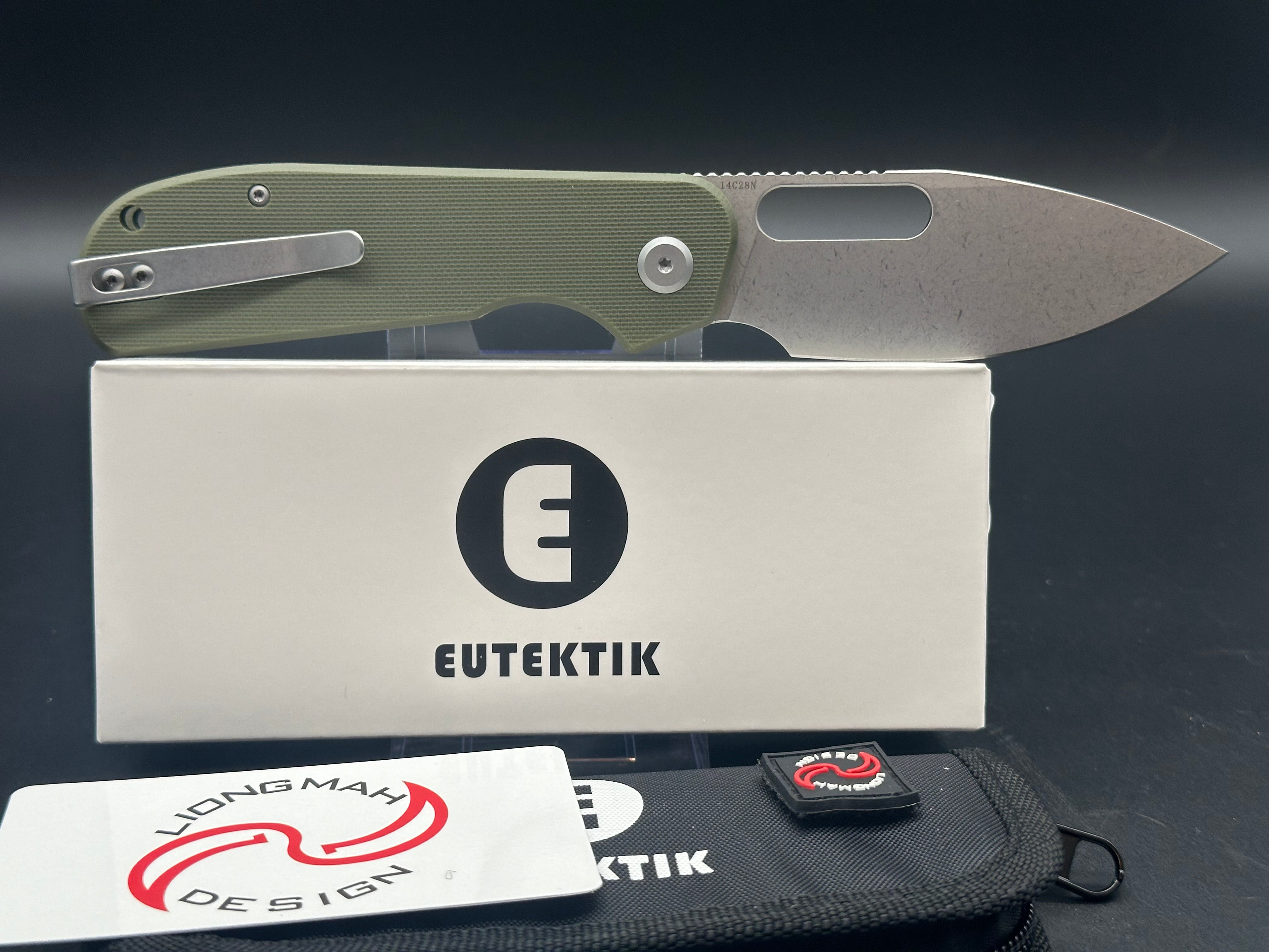 Eutektik EFD OD Green Stonewashed Tactical Knife with LTK Koozie, Patch & Sticker - Outdoor Camping, Survival & EDC Gear