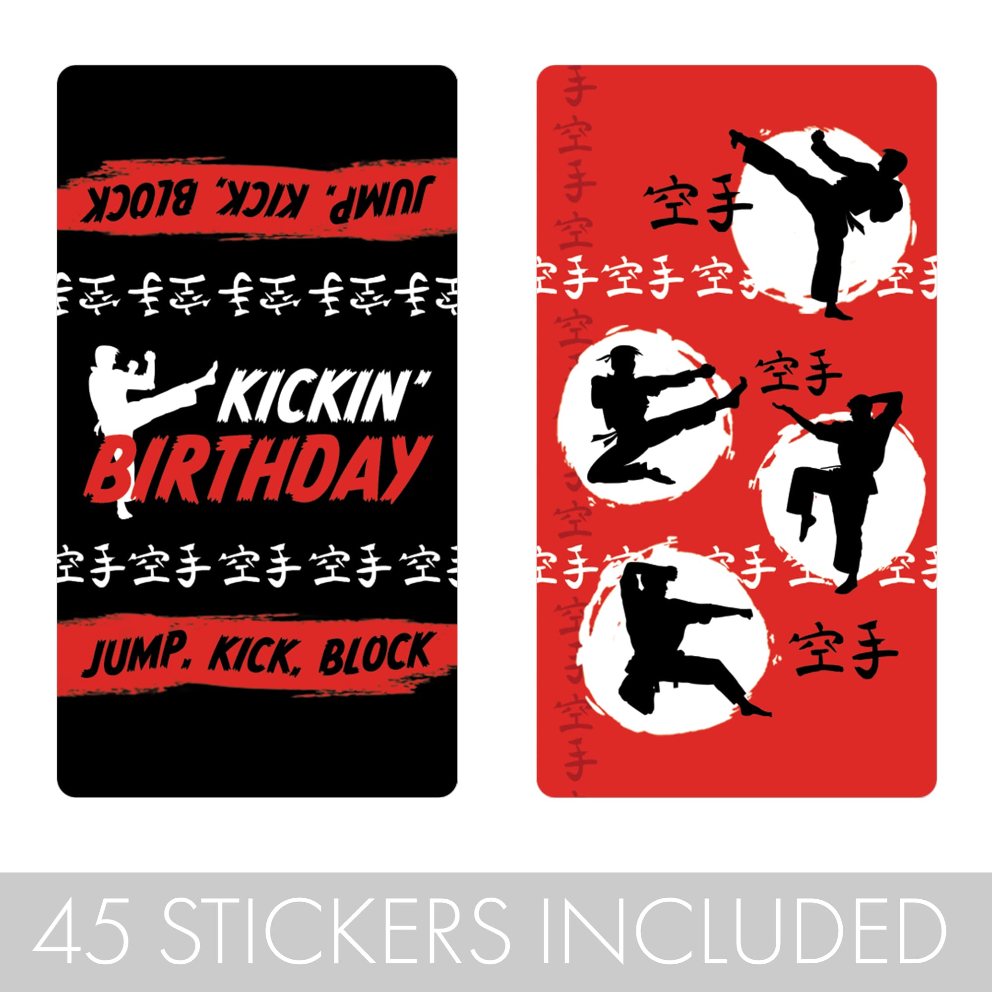 Karate Birthday Party Mini Candy Bar Labels - 45pcs Martial Arts Themed Stickers for Party Decorations & Favors | Perfect for Dojo Celebrations, Kids Karate Parties & Ninja Themed Events