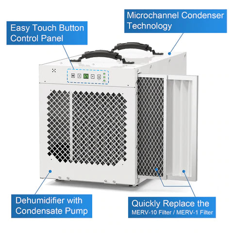 AlorAir Sentinel HDi100 Whole Home Dehumidifier - Powerful 100 Pint Capacity for Basements, Large Rooms & High Humidity Areas - Energy Efficient Moisture Control Solution