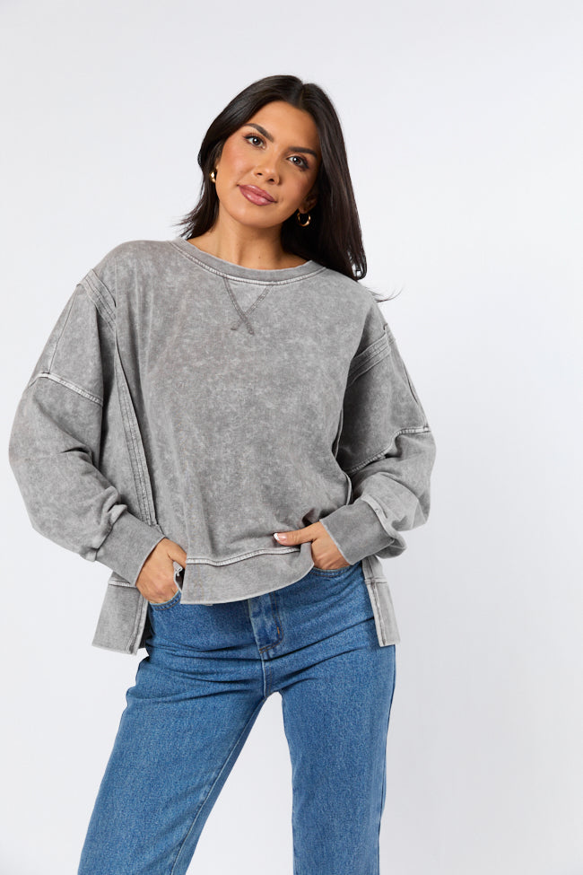 Men's Charcoal Acid Wash Knit Pullover Sweater - Stylish Casual Wear for Fall & Winter | Perfect for Outings, Travel & Everyday Comfort