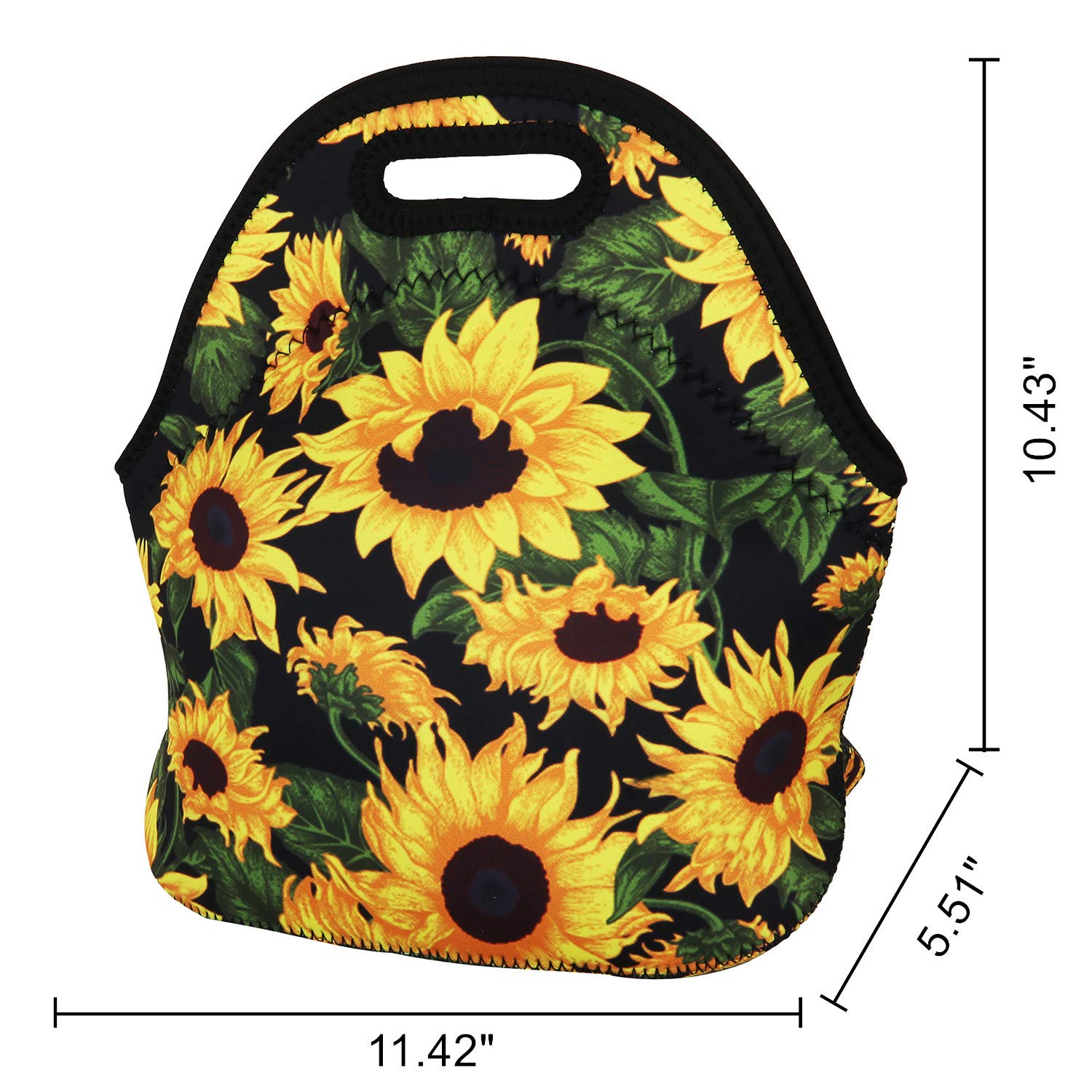 Violet Mist Neoprene Insulated Lunch Bag - Reusable Floral Sunflower Lunch Box, Thermal Tote for Food Storage | Lightweight & Leakproof | Perfect for Work, School, Travel, Picnics, Thanksgiving & Christmas Gifts