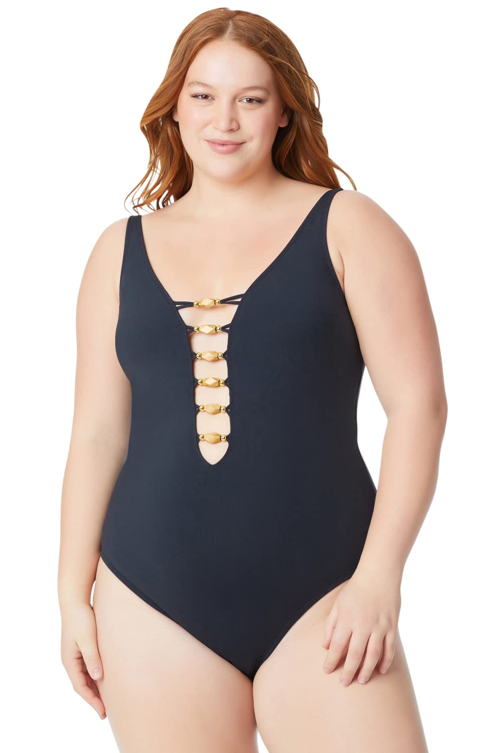 Bleu Rod Beattie Women's F22226X Plus Size Paradise Found Lace One Piece Swimsuit - Black & Sienna - Sizes 16W-22W | Beach Vacation, Pool Party & Summer Swimwear