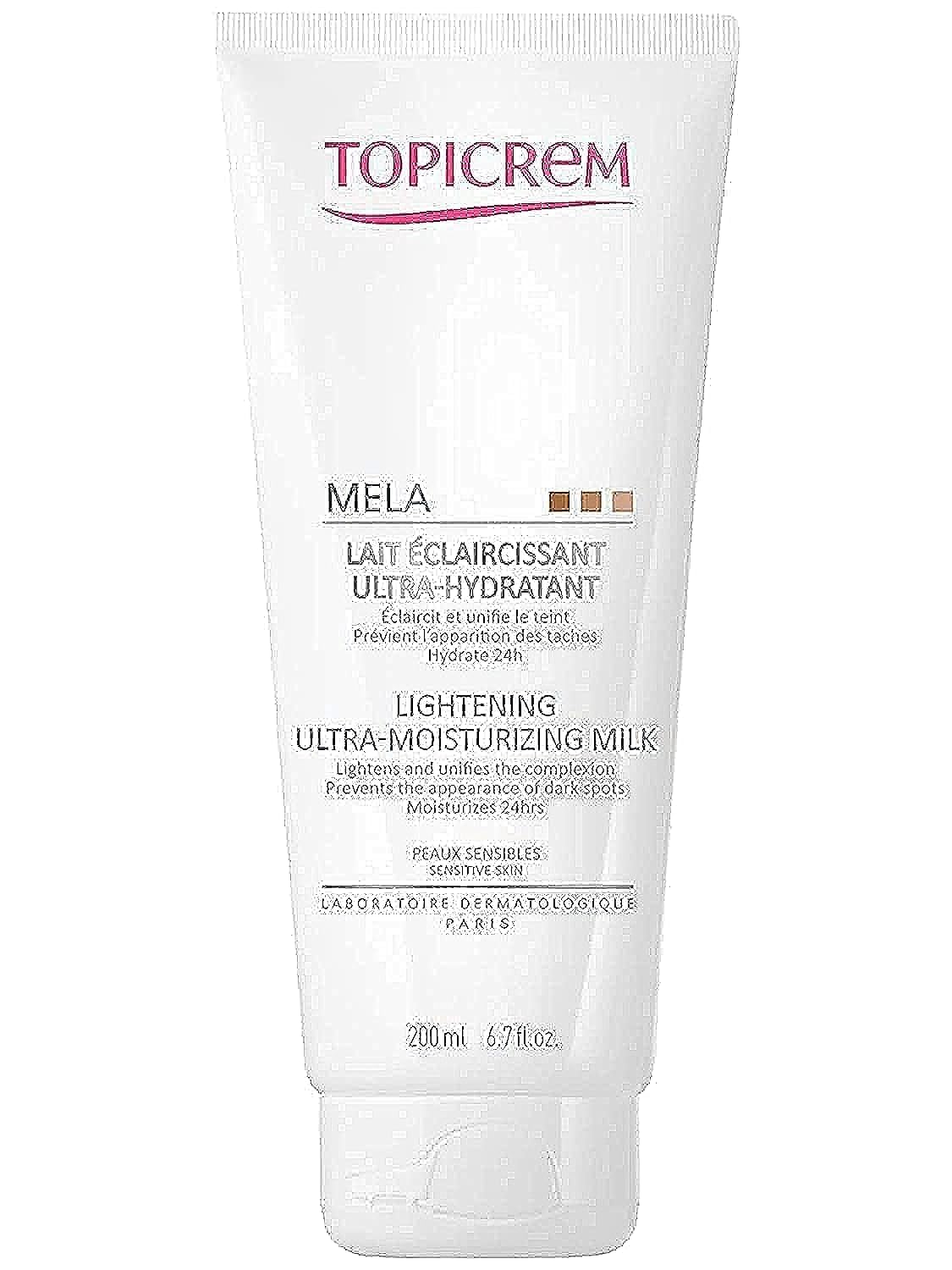 Topicrem MELA Lightening Ultra-Moisturizing Milk 200ml - Brightening & Hydrating Face & Body Lotion for Dark Spots & Uneven Skin Tone - Perfect for Daily Skincare Routine & Post-Sun Care