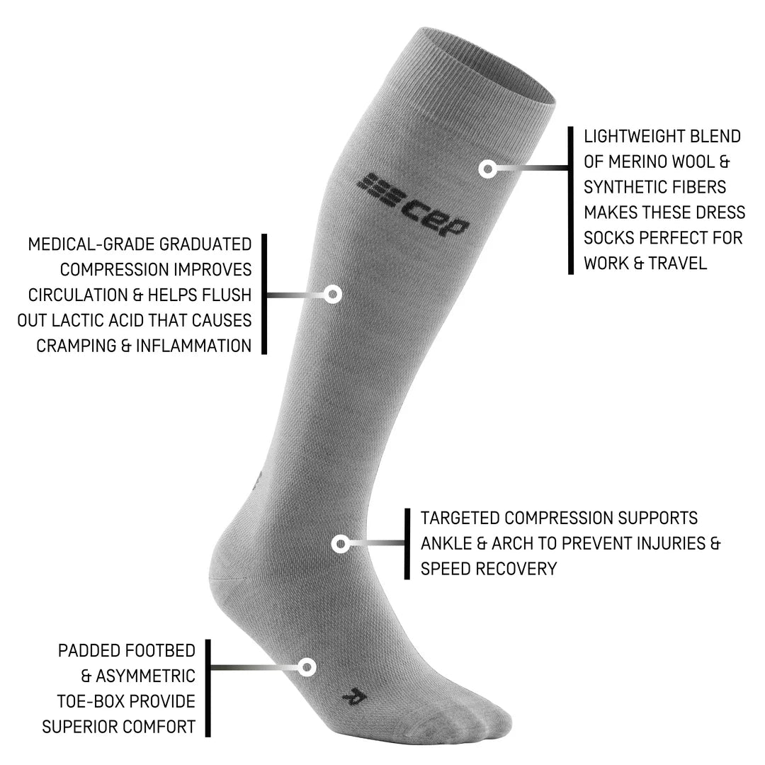 CEP Men's Allday Recovery Compression Socks - Light Grey - Improve Circulation & Reduce Muscle Fatigue for Running, Travel & Post-Workout Recovery