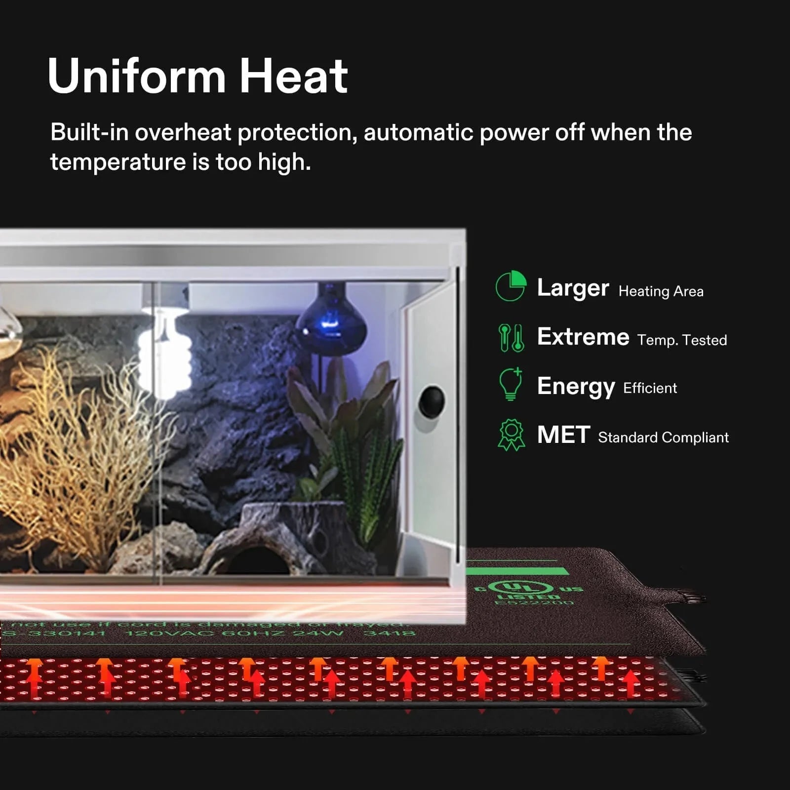 Vivosun 6 x 8 Inch Reptile Heat Mat with Digital Thermostat Combo - Perfect for Terrariums, Snake Tanks & Lizard Habitats