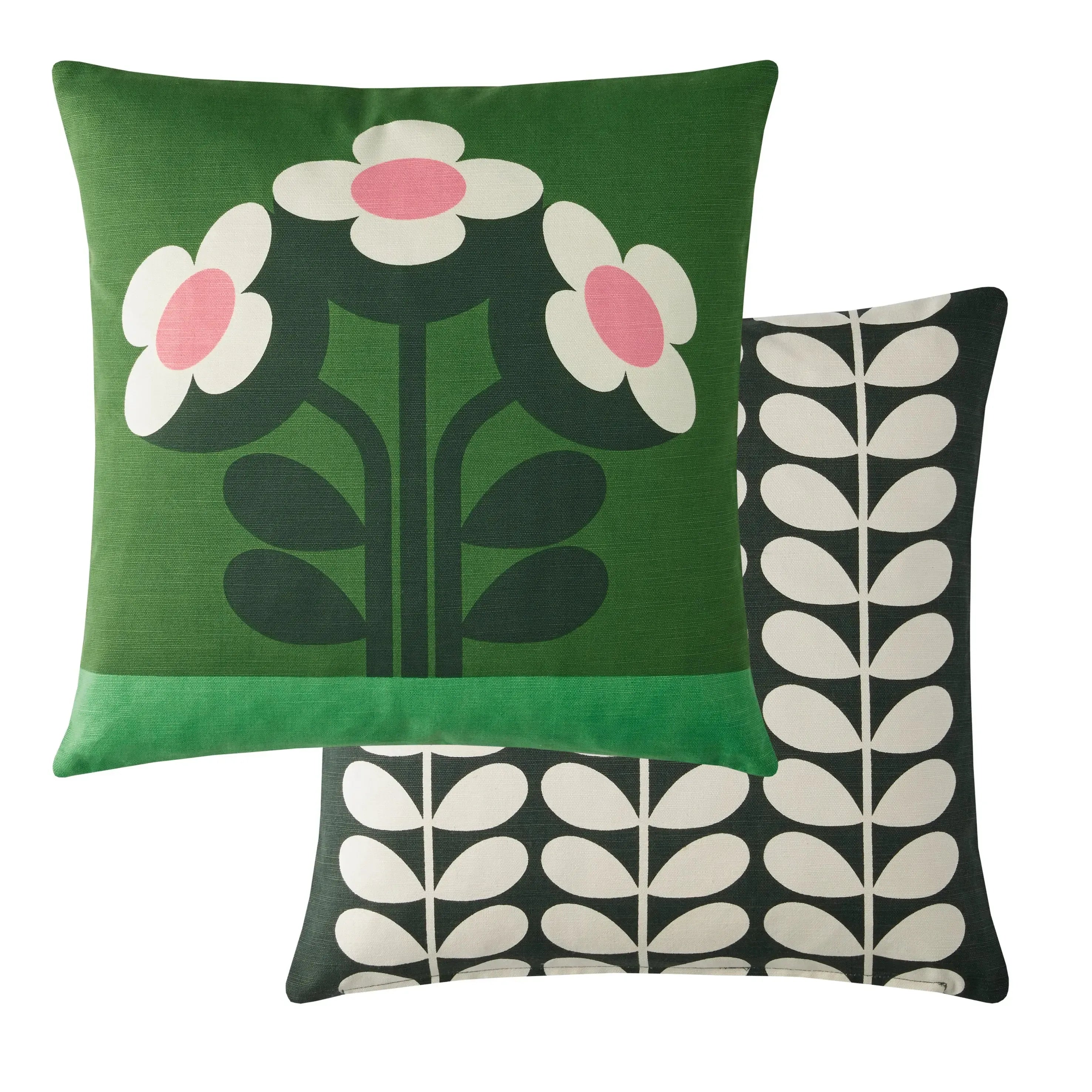 Orla Kiely Buttercup Cushion Cover - Pine Green Floral Pattern Decorative Pillow Case for Sofa, Bed, Living Room & Home Decor