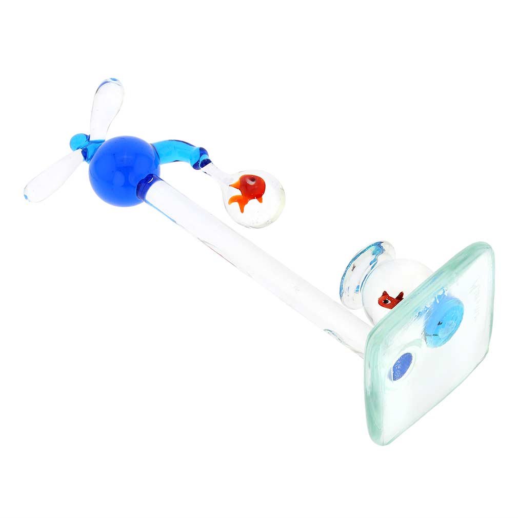 Venetian Murano Glass Faucet & Aquarium with Handcrafted Fish - Elegant Home Decor for Bathroom, Kitchen, or Office Desk