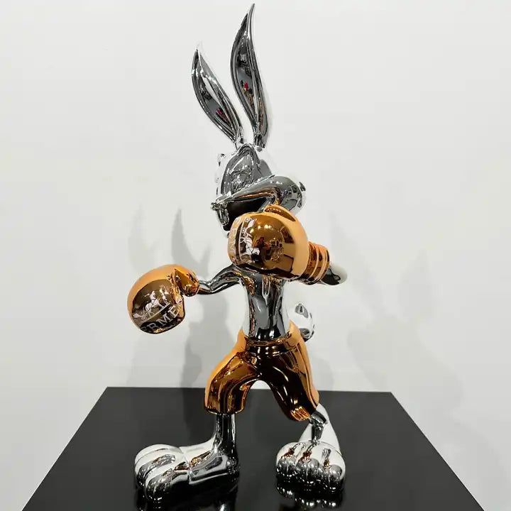 Silver Electroplated Bugs Bunny Collectible Statue - Perfect for Warner Bros Fans, Home Decor, and Gift Giving