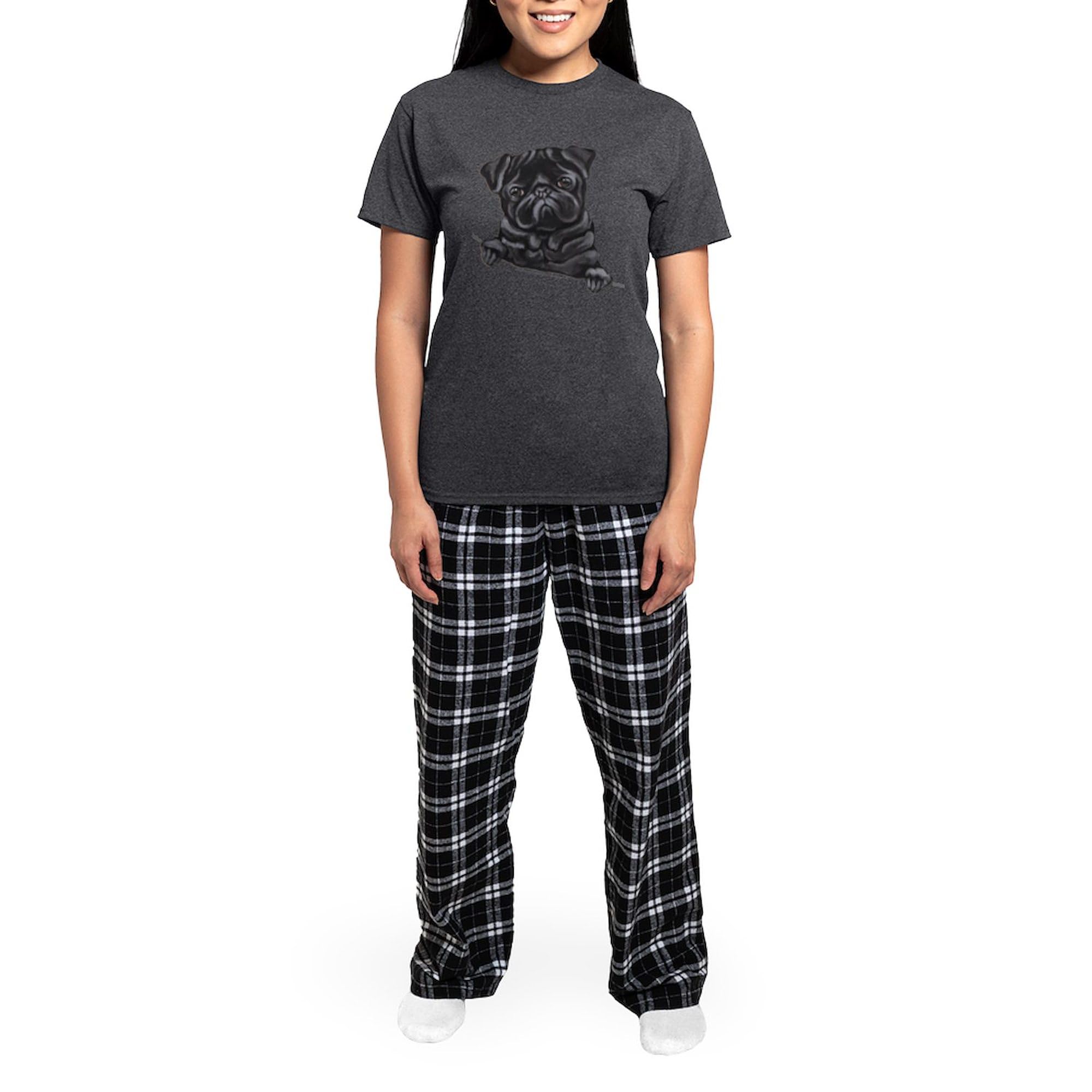 Black Pug Line Art Women's Charcoal Pajama Set - Soft & Comfortable Sleepwear for Dog Lovers - Perfect for Lounging, Sleepovers & Cozy Nights at Home