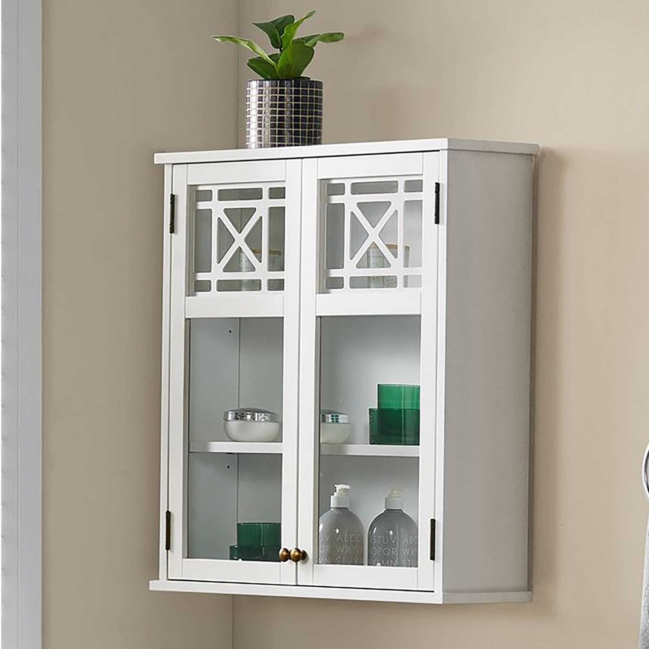 Derby White Wood Wall Mounted Bathroom Storage Cabinet - 27