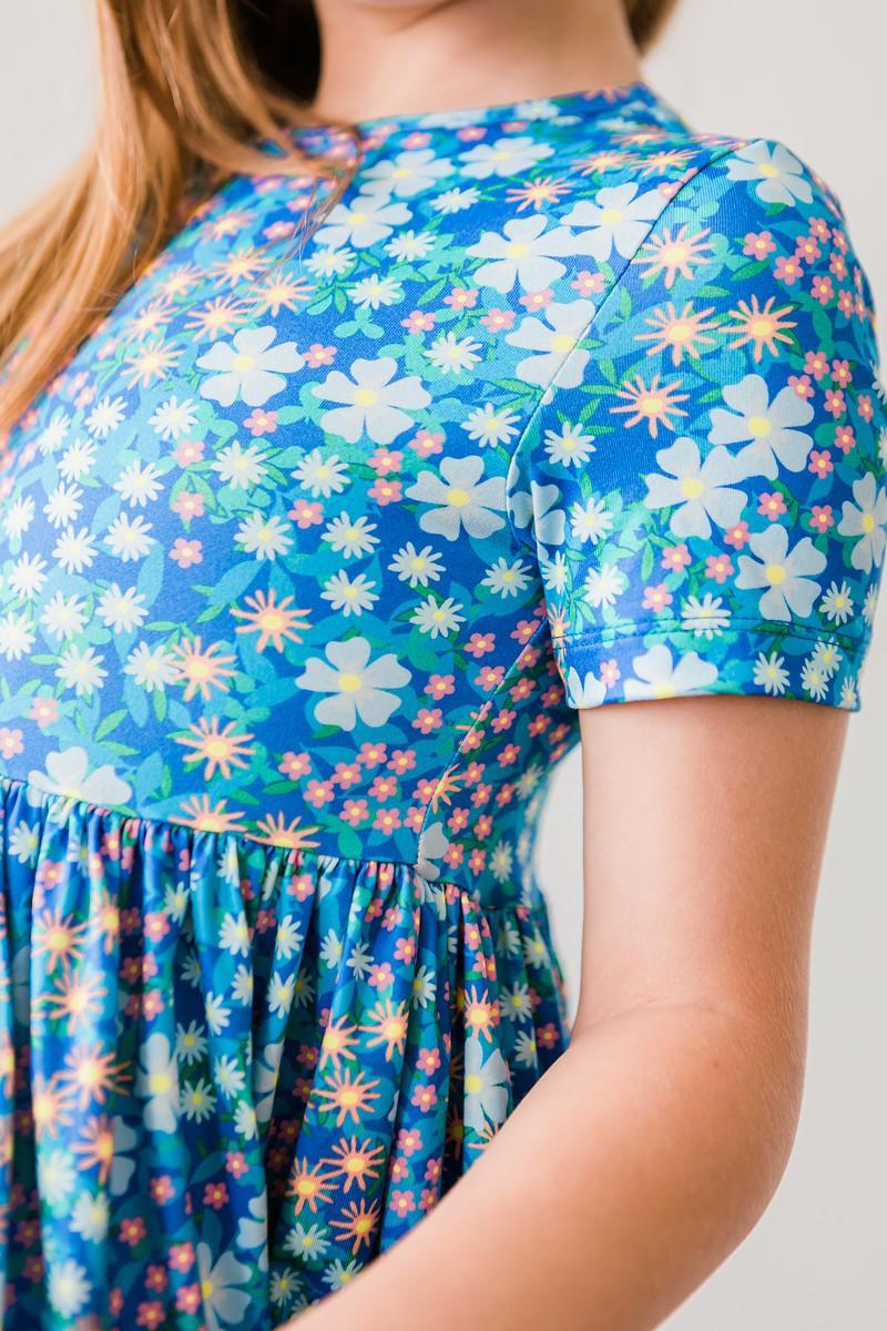 Spring Floral Short Sleeve Pocket Twirl Dress for Women - Perfect for Casual Outings, Picnics & Summer Parties