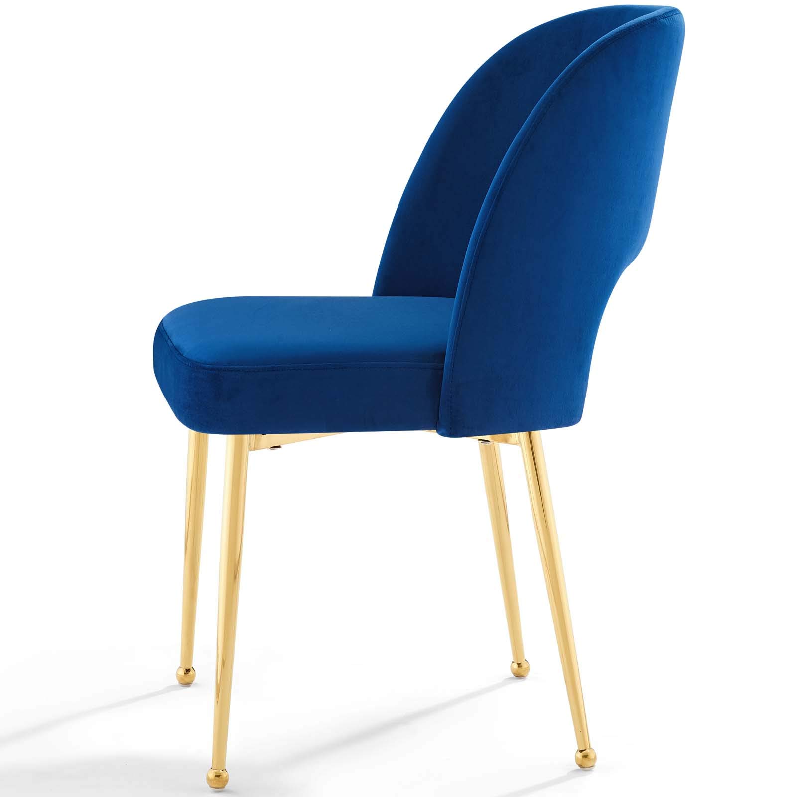 Modern Velvet Dining Chair - Navy Blue Metal Frame Side Chair for Kitchen & Dining Room | Stylish & Comfortable Seating for Home, Office, or Restaurant
