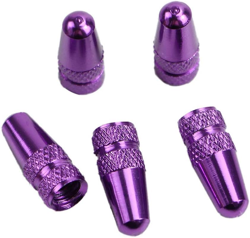 5 Pcs Purple Presta Valve Caps for Bicycle - Dust Proof Bike Tire Stem Covers Compatible with MTB, Fixie, Road Bikes - Perfect Cycling Accessories for Tires & Tubes (Great for Commuting, Mountain Biking & Road Cycling)