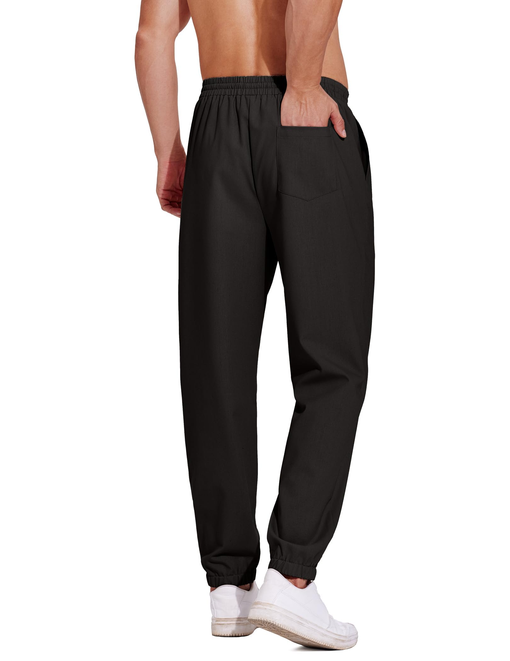 COOFANDY Men's Linen Casual Pants - Lightweight Breathable Joggers with Elastic Waist & Drawstring, Yoga Beach Lounge Pants with Pockets | Perfect for Summer, Travel, Relaxation & Outdoor Activities