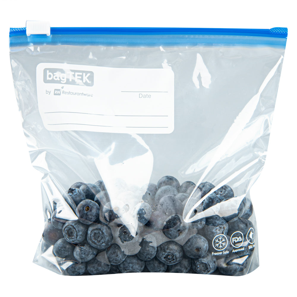 BPA-Free Pint Size Clear Plastic Slider Freezer Bags - Expandable Bottom, Write-On Label (6.5