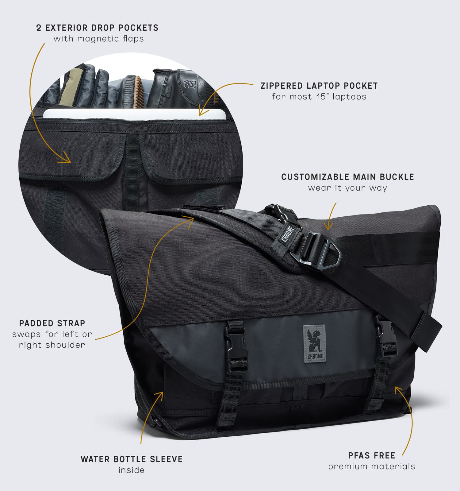 Citizen Slide 24L Messenger Bag for Men & Women - Waterproof Laptop Backpack with USB Charging Port - Perfect for Work, Travel & College (Black)