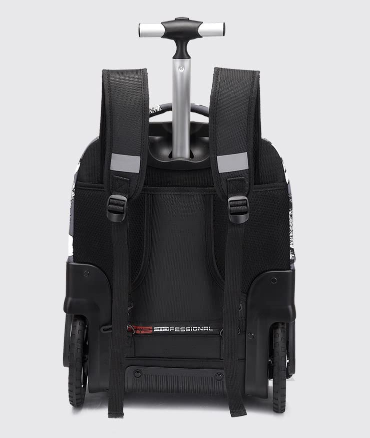 Rolling Backpack for Women & Adults - Large 22 Inch Wheeled Laptop Bag with Wheels, Waterproof Travel Trolley Briefcase Backpack - Perfect for Business Travel, Office Commute & Airplane Carry-On (Black)