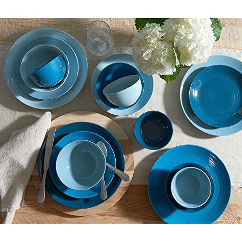16-Piece Ocean Blue Dinnerware Set - Stoneware Plates & Bowls, Dishwasher & Microwave Safe for Casual Dining, Perfect for Everyday Meals & Family Gatherings