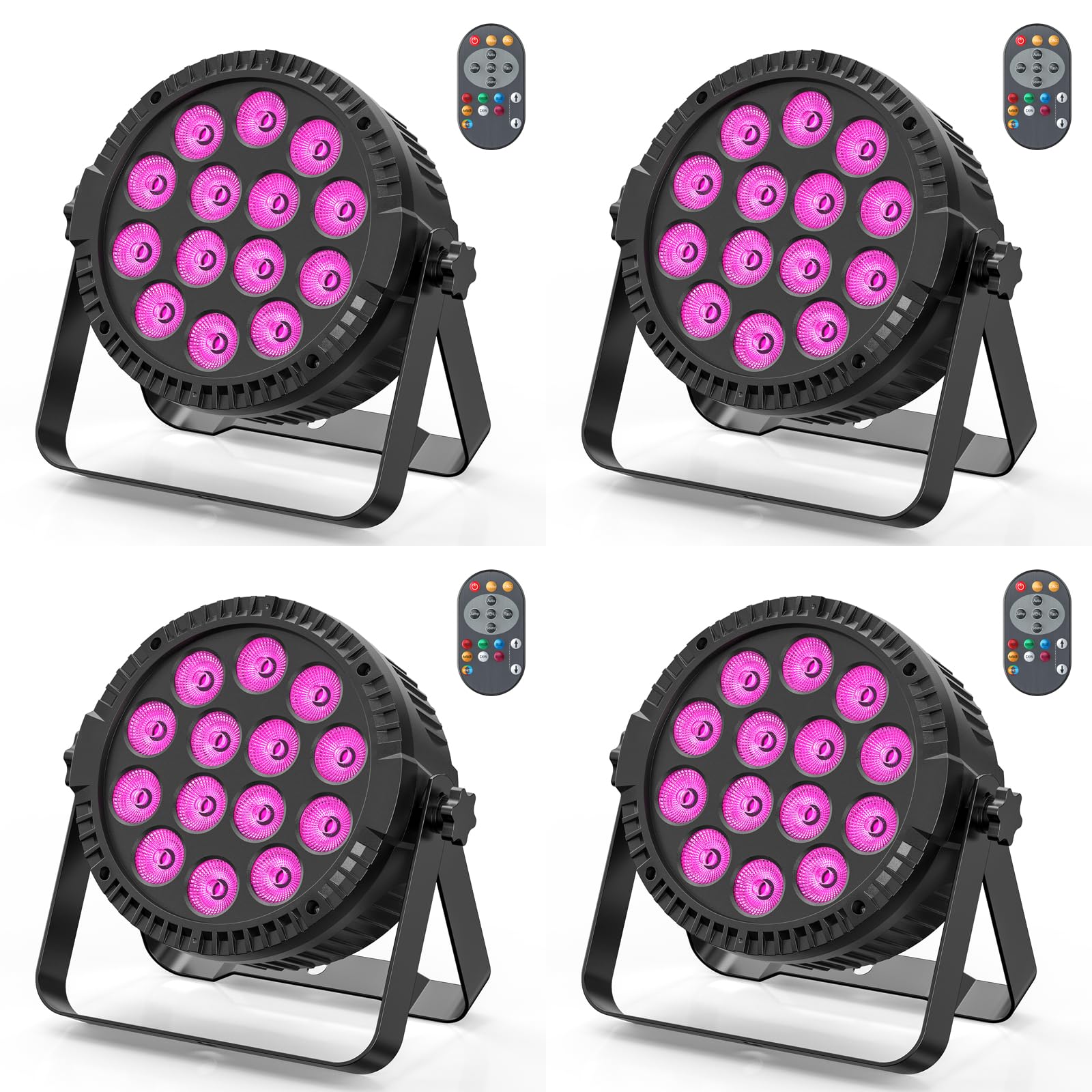 4 Pack U`King LED Par Lights RGBW DJ Stage Lighting - 14x6W Uplights with Sound Activation & DMX Control for Weddings, Churches, Live Shows, Discos, Halloween & Christmas Parties - Perfect for Events, Concerts, and Nightclubs