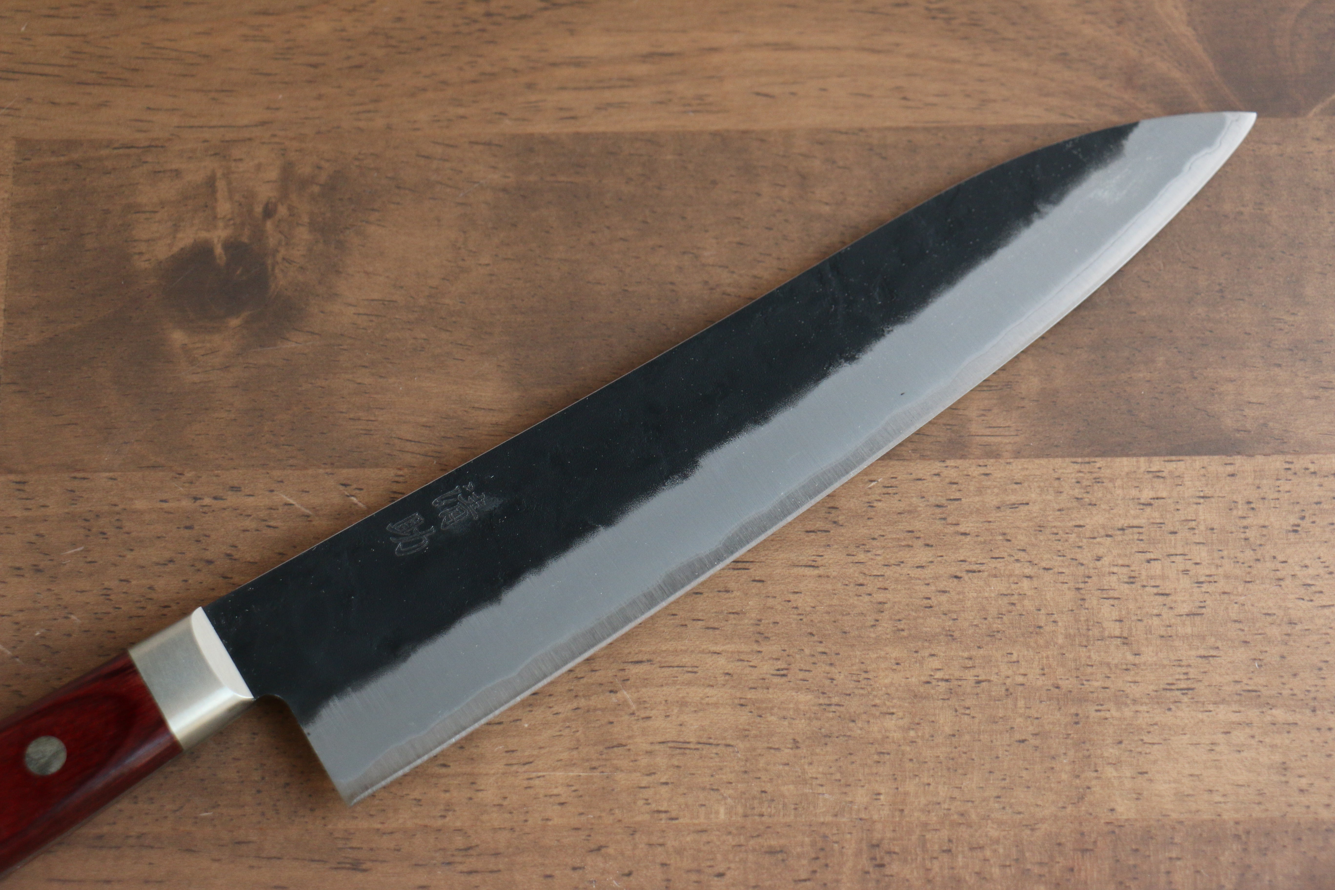 Premium Seisuke Kuronashi Blue Super Nashiji Kurouchi Gyuto 210mm Chef Knife - Red Pakka Wood Handle - Japanese Kitchen Knife for Slicing, Dicing, and Precision Cutting