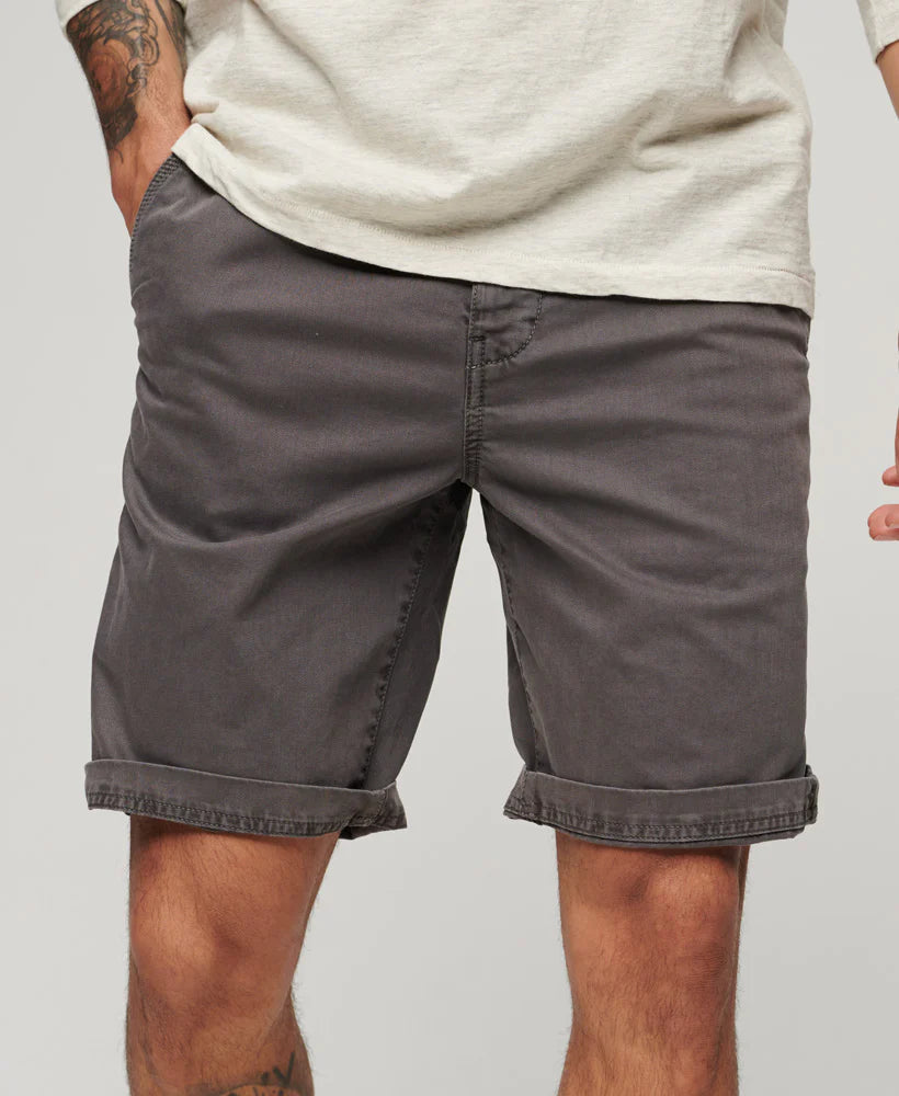 Men's Officer Chino Shorts - Washed Grey Casual Shorts for Summer | Comfortable & Stylish for Outdoor Activities, Travel & Weekend Wear