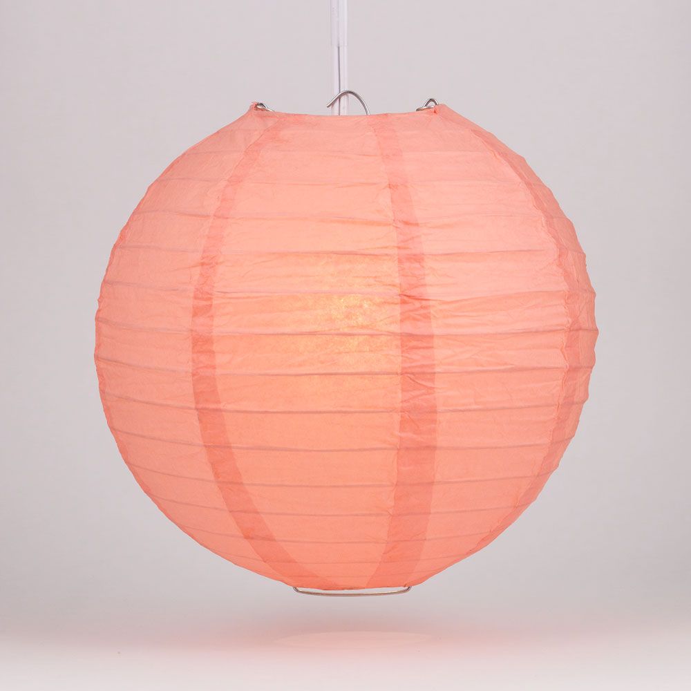 30 Pack Pink Coral Jumbo Round Paper Lanterns with Even Ribbing - Party Decorations for Weddings, Baby Showers & Home Decor