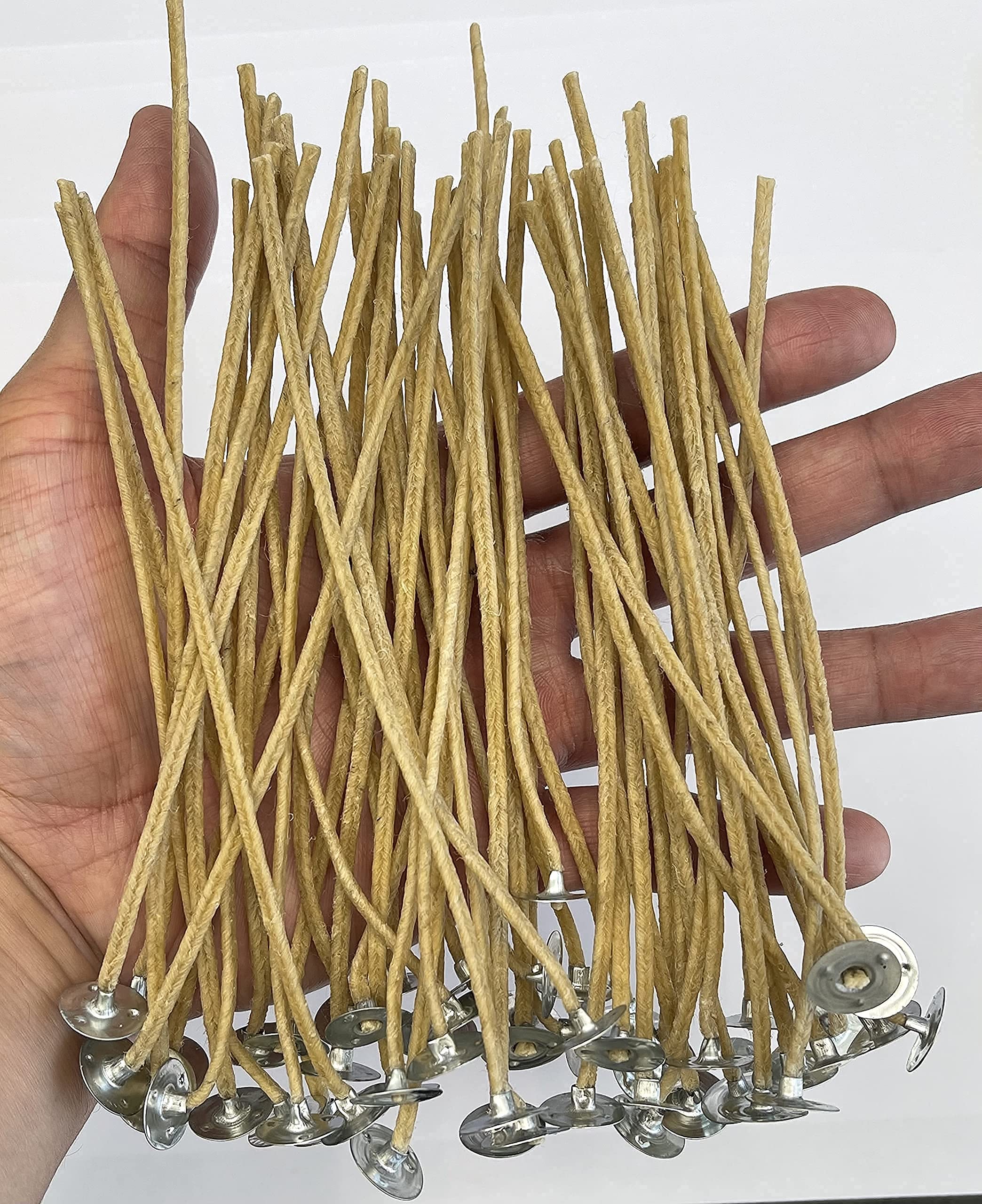 Natural Beeswax Hemp Core Candle Wicks - 6 Inch Low Smoke DIY Candle Making Supplies (Pack of 50) - Perfect for Handmade Soy Candles, Aromatherapy & Home Decor