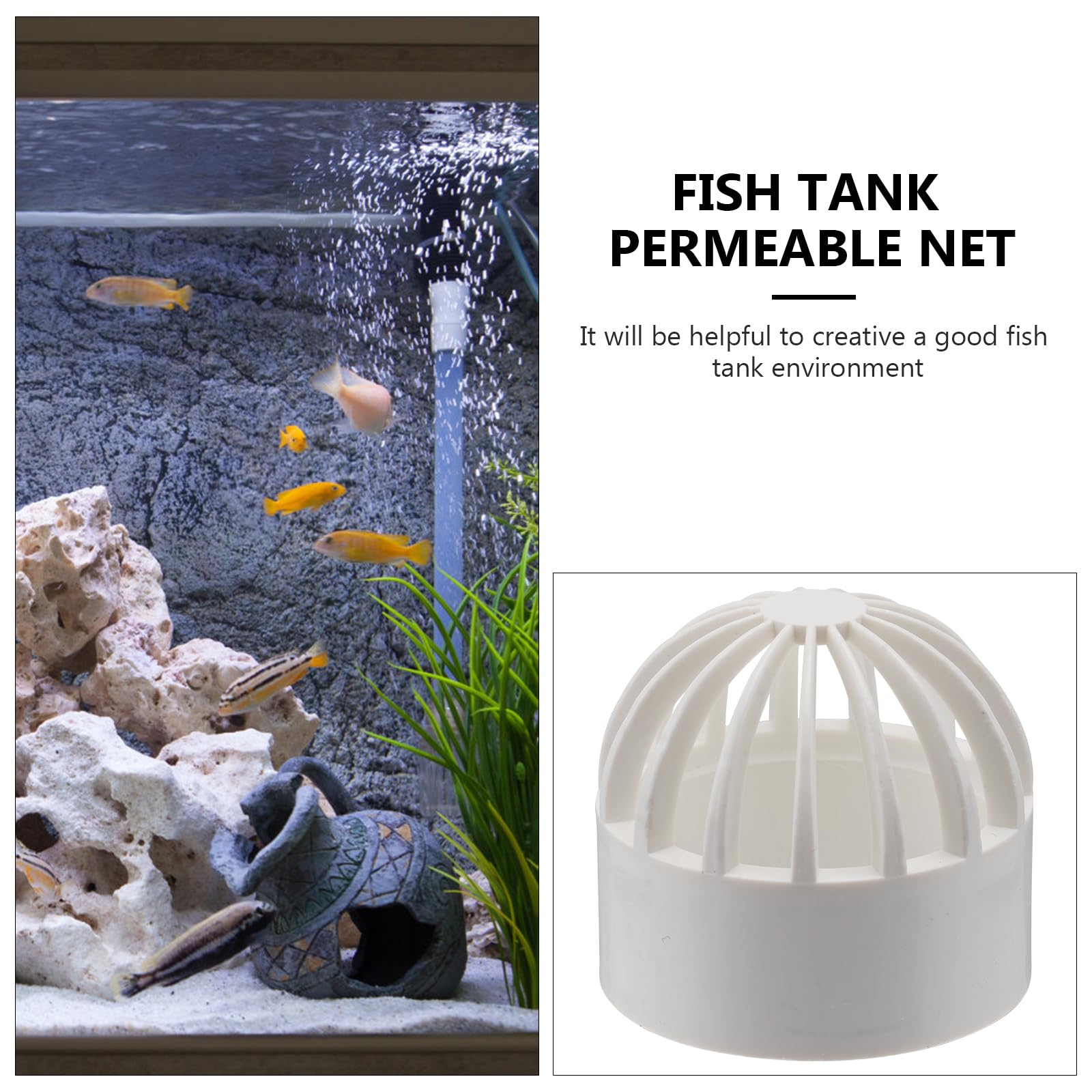 Balacoo 2 Pack Aquarium Fish Tank Guard - 1.8 Inch PVC Breathable Cap & Intake Cover with Permeable Net Strainer for Overflow Protection | Perfect for Freshwater & Saltwater Tanks, Shrimp Breeding, and Planted Aquariums