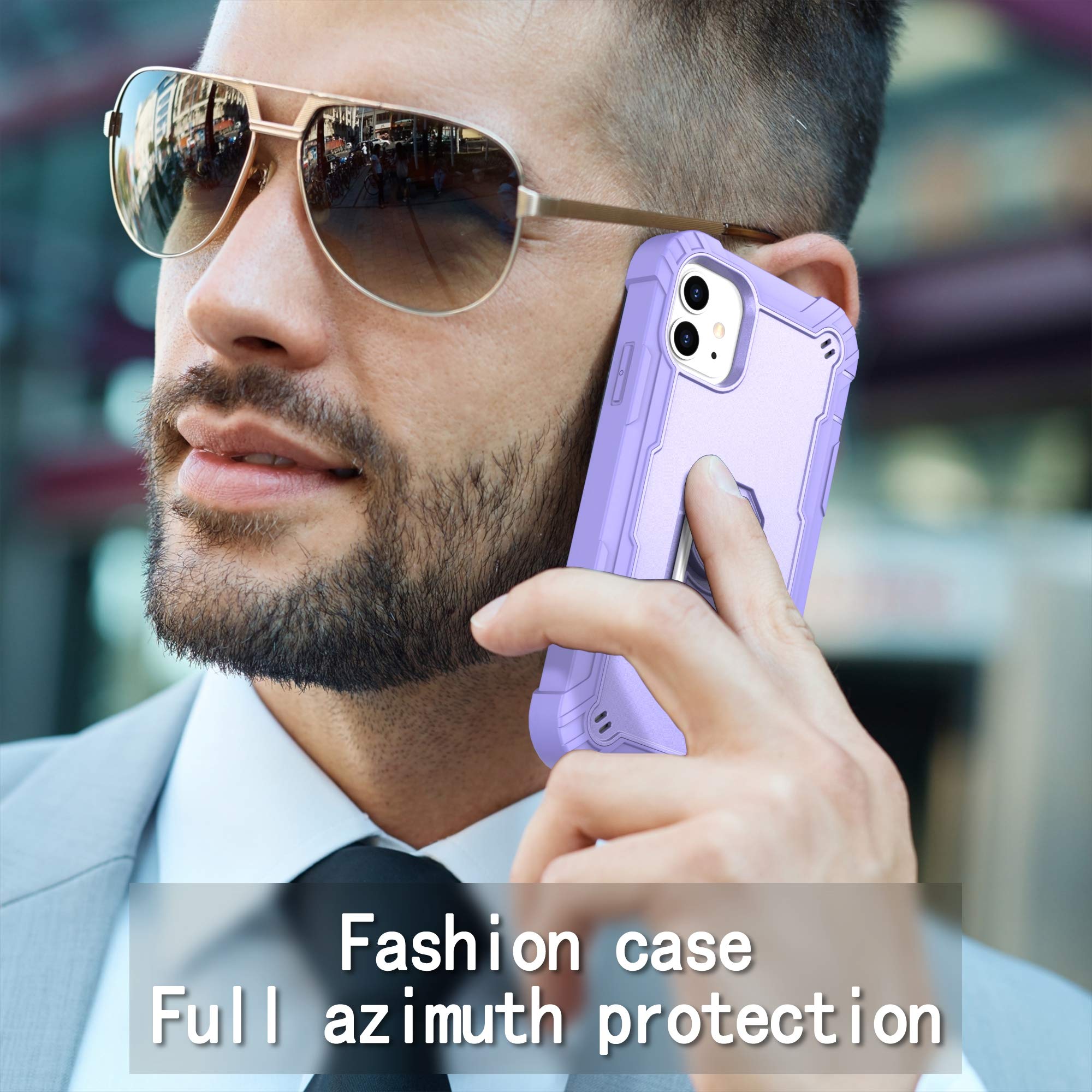 **ASUWISH Shockproof Hybrid Phone Case for iPhone 11 (6.1 Inch) with Ring Holder Stand - Heavy Duty Full Body Protection - Perfect for Women & Men (Purple) - Ideal for Outdoor, Travel & Daily Use**