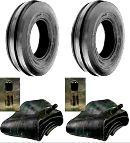 Set of Two 5.50-16 Front Tractor Tires Tri Rib F2 with Tubes - Heavy Duty Farm Equipment Replacement for John Deere, Kubota & More - Perfect for Field Work, Plowing & Agricultural Use