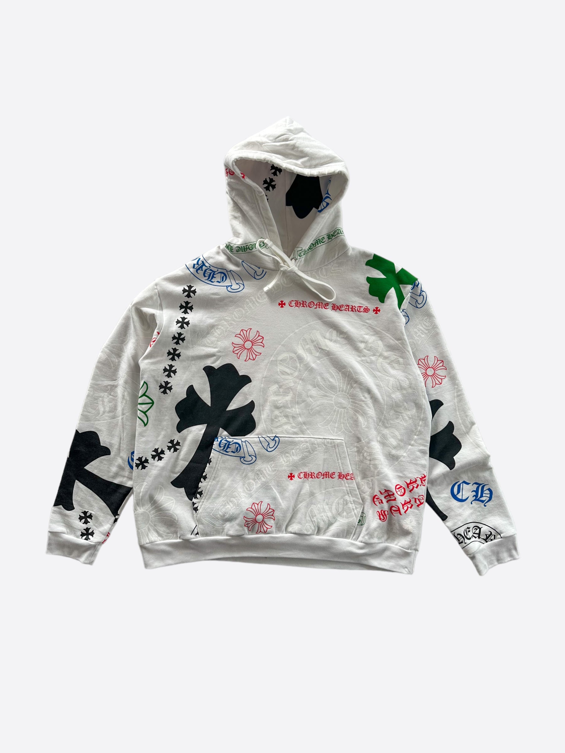 Chrome Hearts White Multicolor Stencil Hoodie - Stylish Streetwear Pullover for Men & Women | Perfect for Casual Outfits, Urban Fashion & Everyday Wear