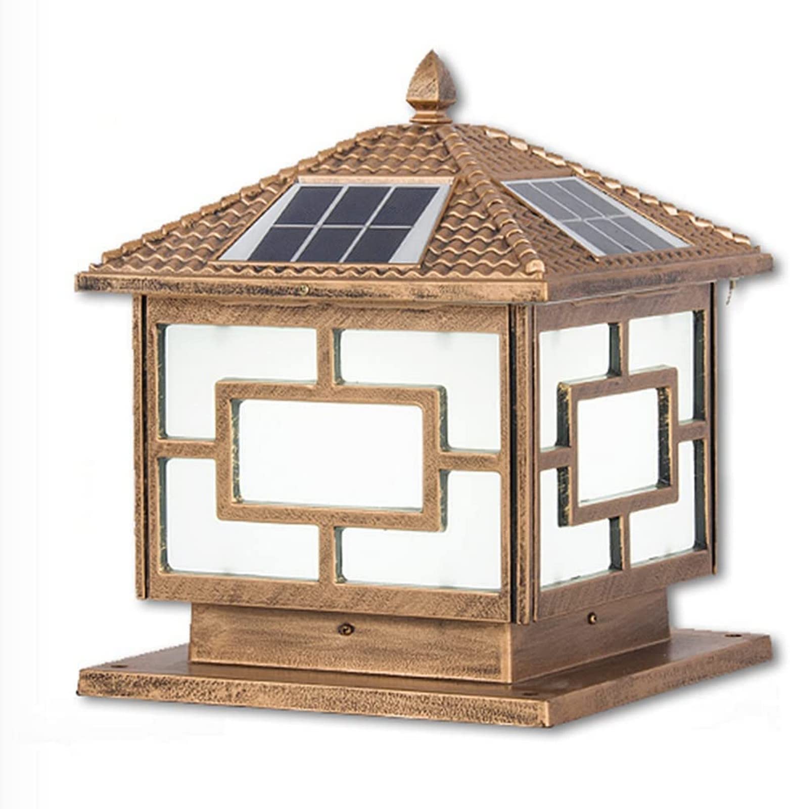 BOCbco Traditional Solar Garden Post Light - Aluminum Outdoor Waterproof Column Lamp with Tricolor LED for Courtyard, Porch, Garage & Pathway Lighting - Perfect for Landscape & Nighttime Safety (Height Adjustable)