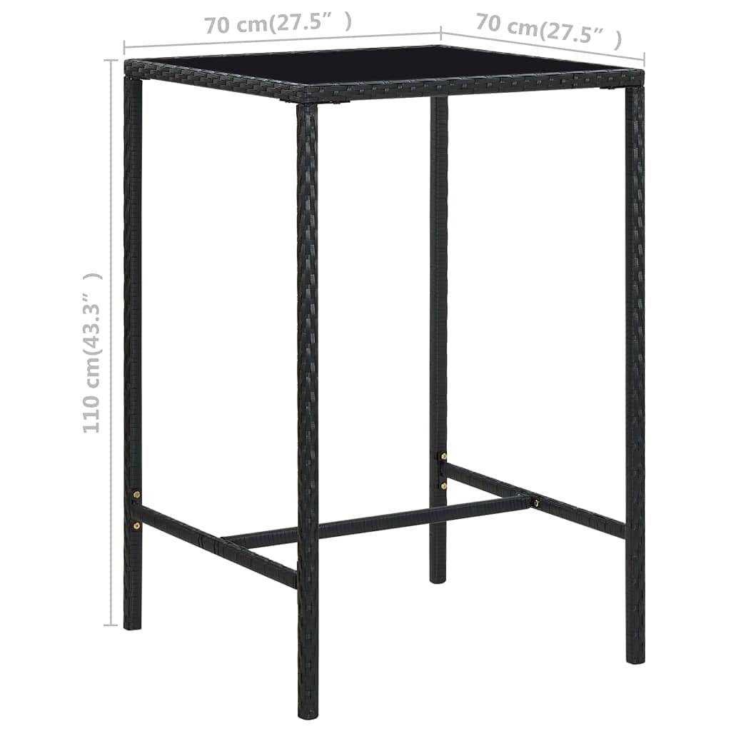 Outdoor Patio Dining Table Set - Rectangle Bistro Table with Tempered Glass Top & Steel Frame - Coffee Table, Console Table for Garden, Lawn, Backyard - Perfect for Picnics, BBQs, and Outdoor Entertaining