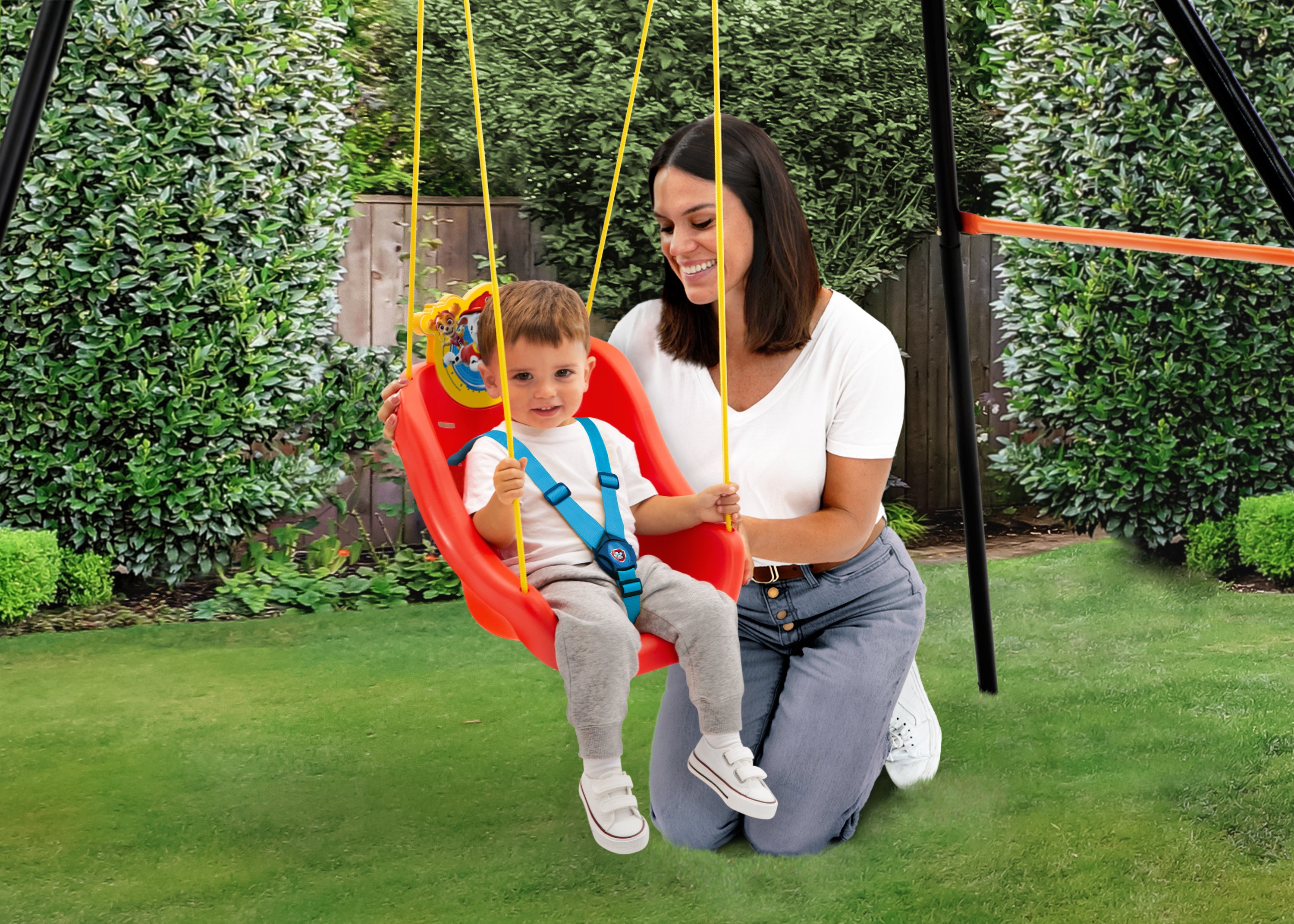 PAW Patrol 2-in-1 Outdoor Kids Swing Set with Adjustable Seat - Perfect for Backyard Playground, Park & Outdoor Activities for Toddlers and Children