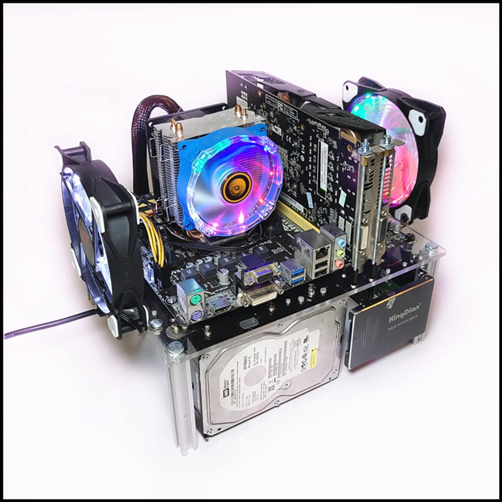Stackable Open Frame PC Case - Acrylic MATX/ITX Motherboard Test Bench Platform for DIY Computers | Transparent Design with Excellent Heat Dissipation & CPU Water Cooling Support | Perfect for Gaming Rigs, PC Builders & Hardware Testing