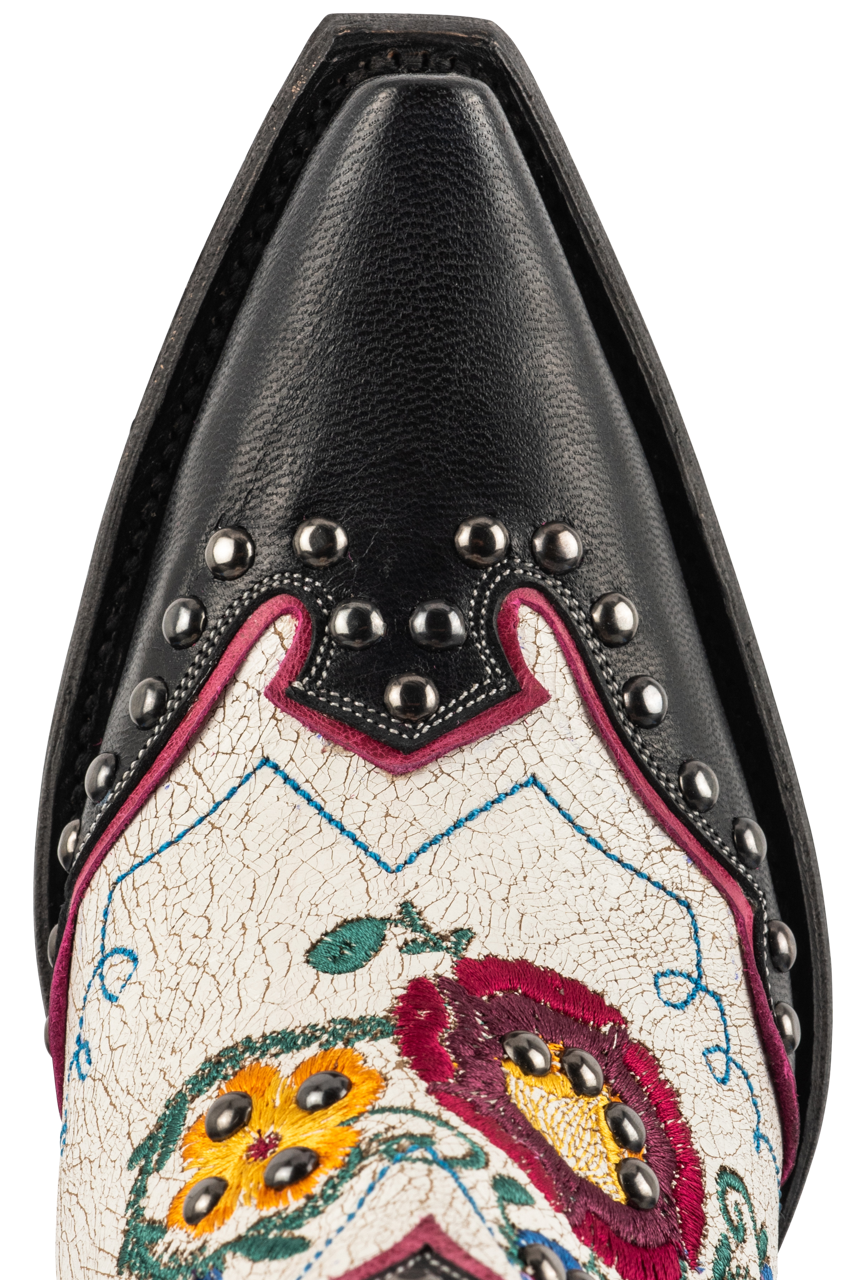 Double D Ranch by Old Gringo Women's Leather Mexicali Cowgirl Boots - Black/Taupe Western Boots for Women | Perfect for Country Dancing, Rodeos & Western Fashion