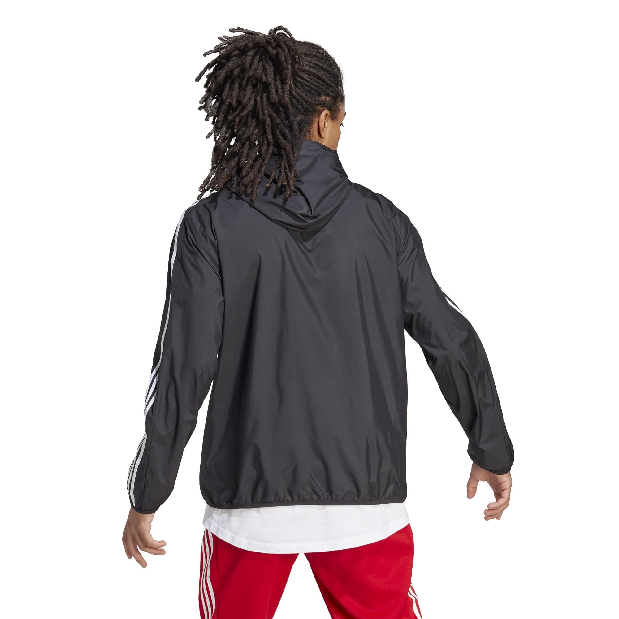 Adidas Men's Essentials Woven 3-Stripes Windbreaker Jacket - Lightweight Water-Resistant Running & Outdoor Sports Jacket for Men