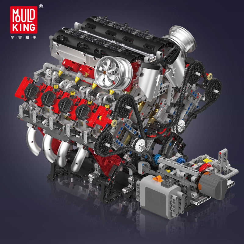 MouldKing 10130 F488 Supercar V8 Engine Building Kit - 2718 PCS Model Car Set for Adults & Teens - STEM Educational Toy for Car Enthusiasts - Perfect for DIY Projects, Home Decoration, and Gift Giving