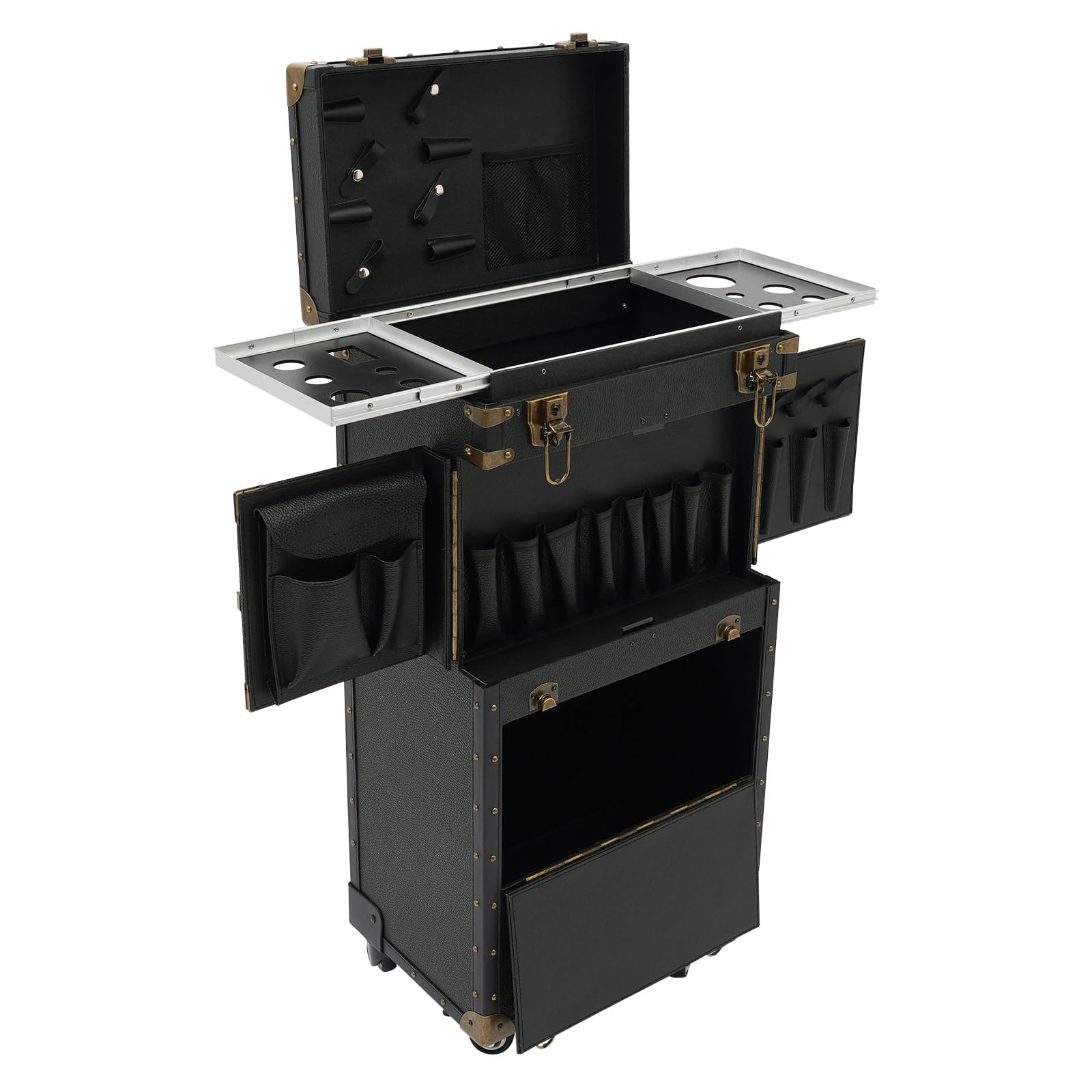 Professional Rolling Cosmetic Case - Lockable Makeup Organizer Suitcase for Travel & Salon | Hairstylist & Beautician Storage Trolley with Wheels | Perfect for Makeup Artists, Hairdressers & Beauty Professionals (Black) - Great for Mobile Salons, Wedding Makeup Services & Travel Cosmetics Organization