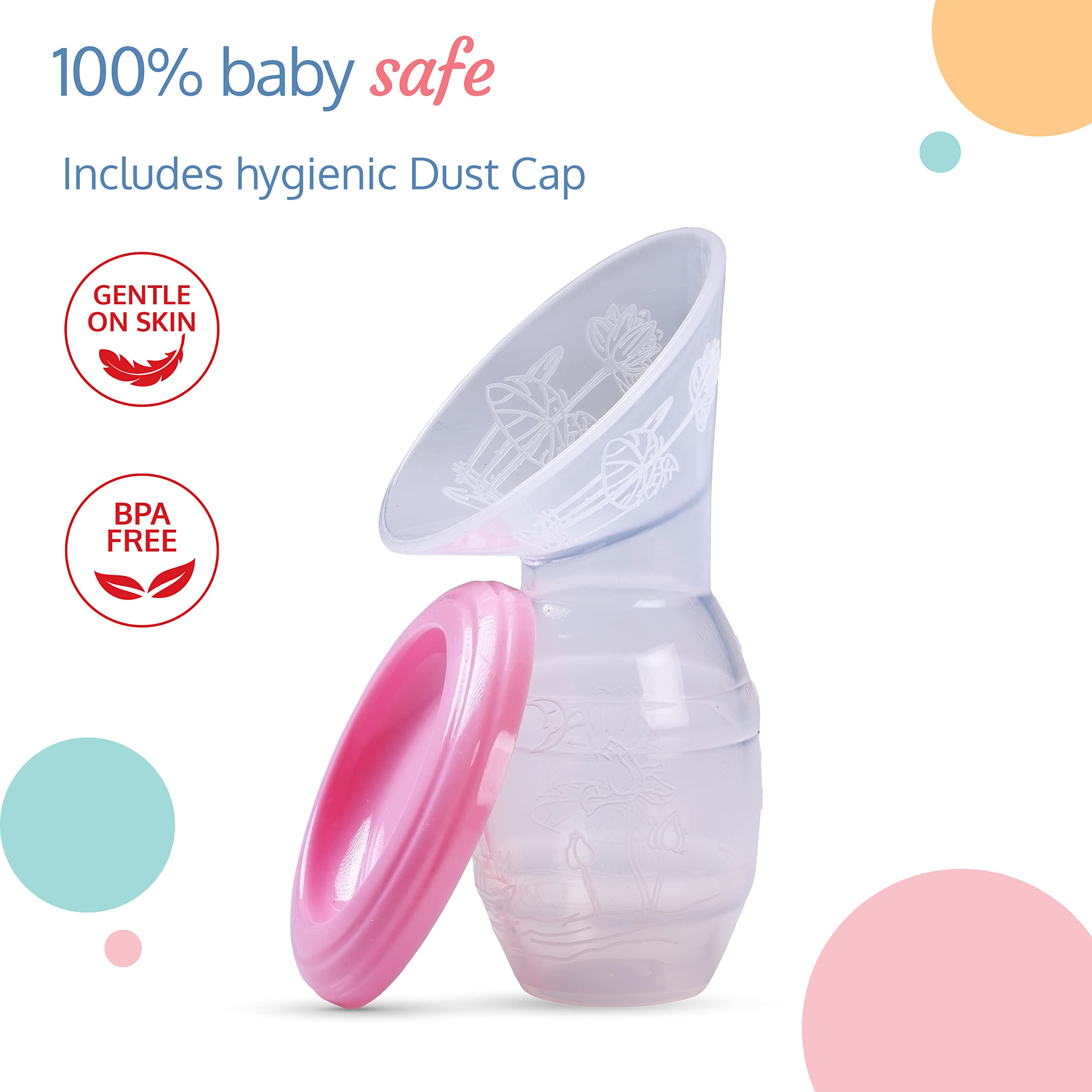 LuvLap 100ml Silicone Breast Milk Saver Pump - Hands-Free Milk Collector for Nursing Moms, Comfortable & Reusable for Breastfeeding at Home or Work