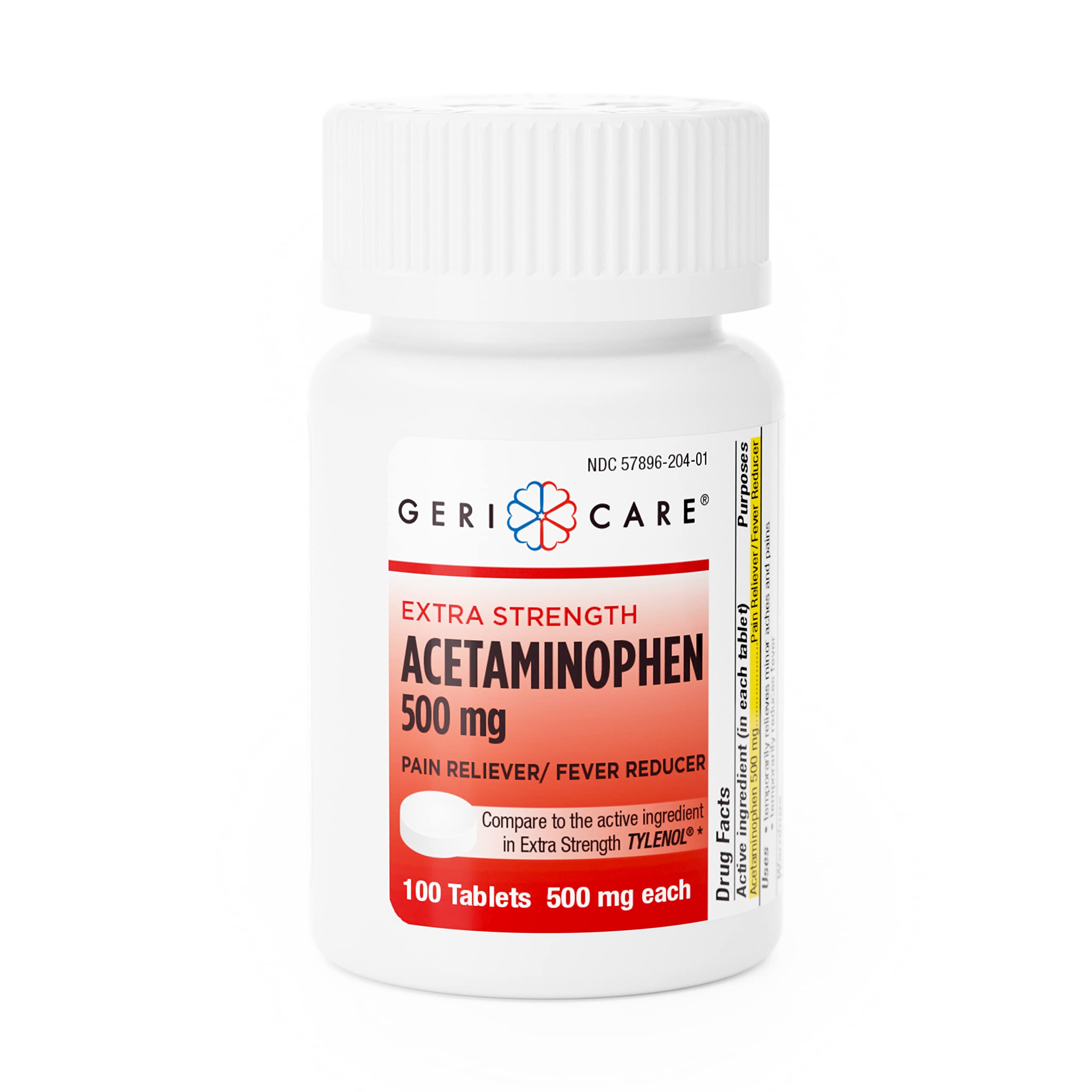 Extra Strength Acetaminophen 500mg Pain Relief & Fever Reducer Tablets - 100 Count | Fast-Acting for Joint, Muscle, Arthritis & Back Pain | Ideal for Home, Travel & First Aid Kits