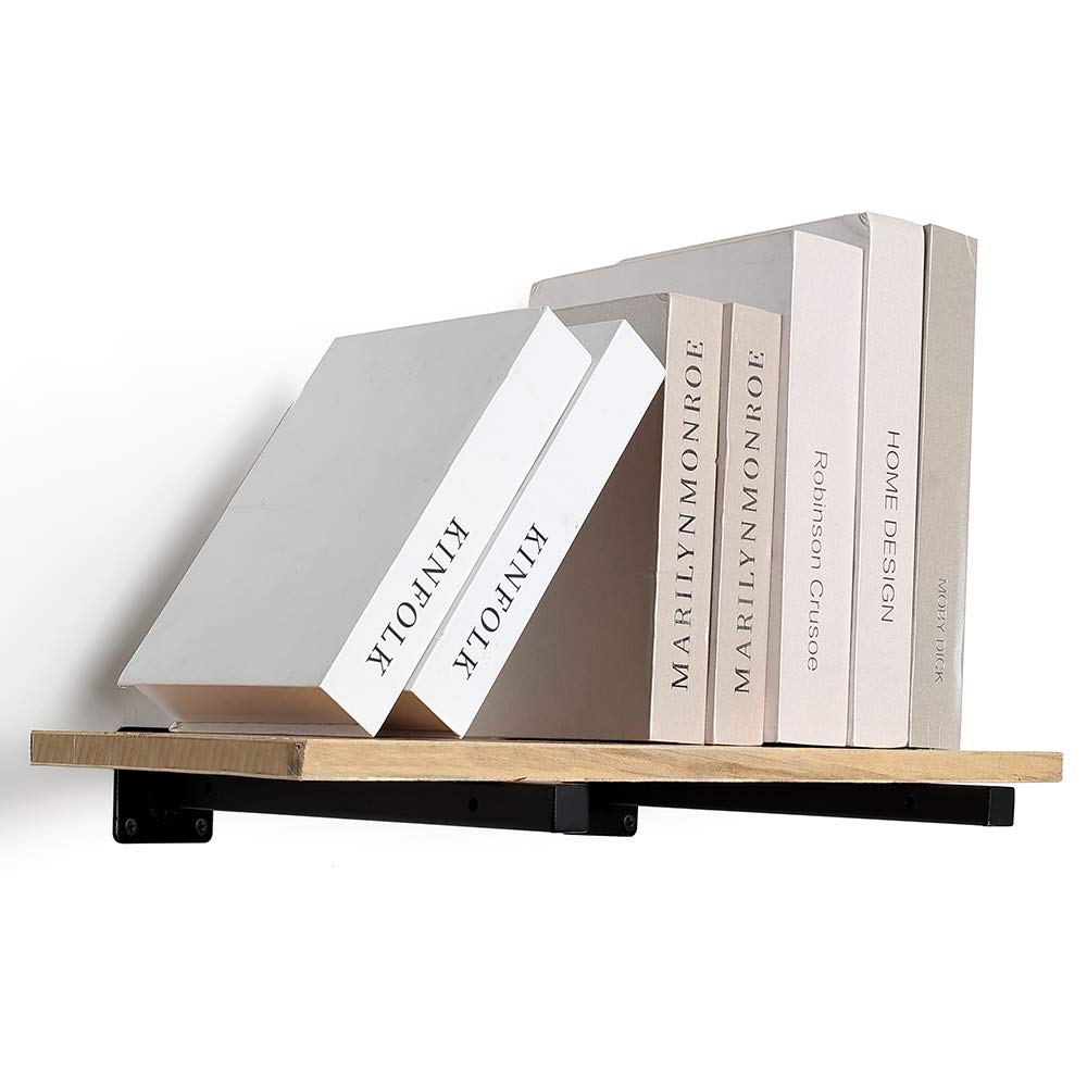 14 Inch Heavy Duty Black Floating Shelf Brackets - Set of 4, Industrial Metal Wall Mounted Shelving Supports for Home & Office Decor | Perfect for Living Room, Bedroom, Kitchen & Bathroom Storage