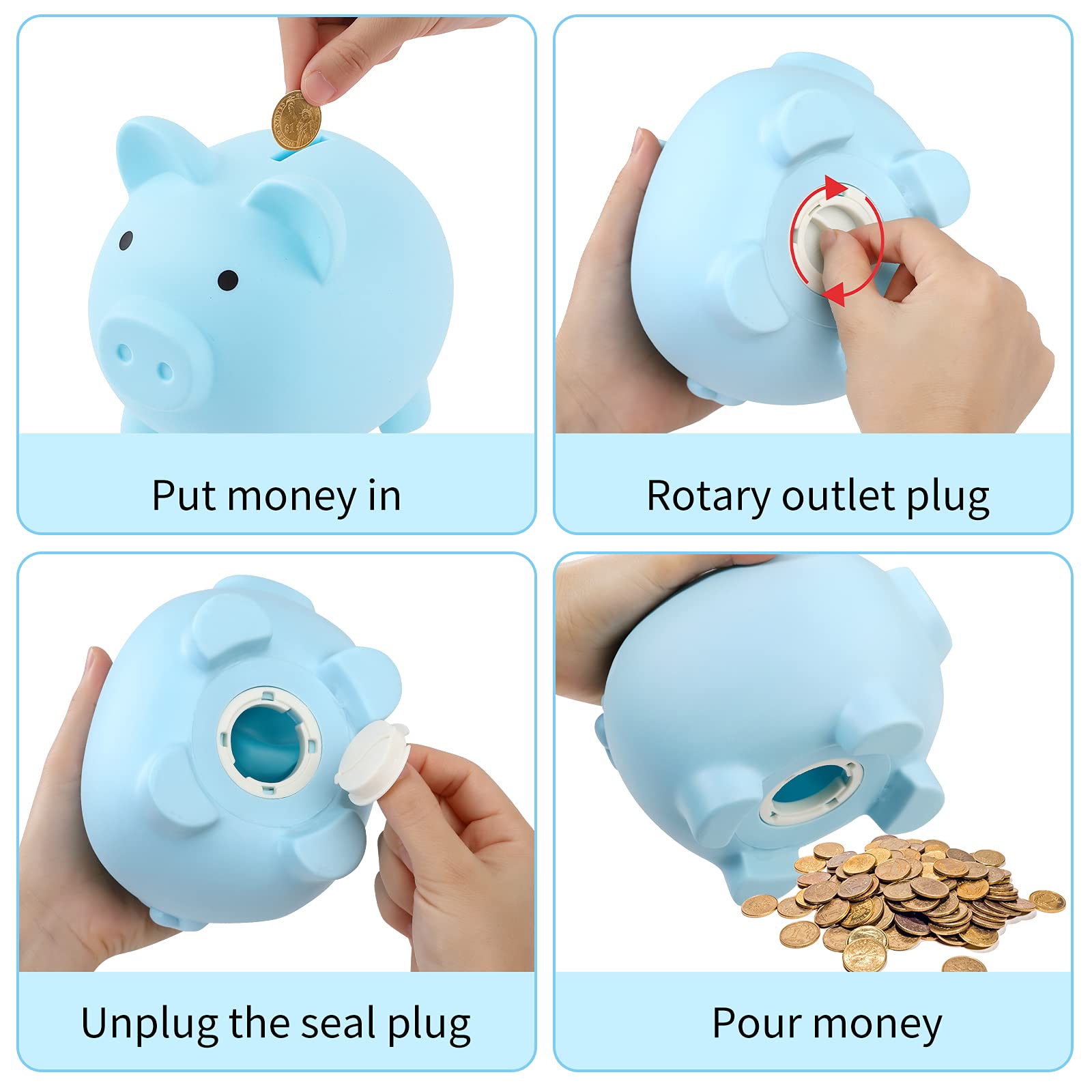 Unbreakable Blue Piggy Bank for Boys - Durable Plastic Money Bank for Kids, Perfect Birthday, Festival & Baby Shower Gift - Teach Savings with Fun for Toddlers & Children