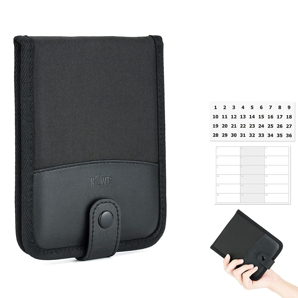 KIWIFOTOS 18-Slot Soft Memory Card Holder - Protective Pouch for SD, SDHC, SDXC, MicroSD, TF & Nintendo Switch Cards (Black) - Perfect for Travel, Photography & Gaming Storage