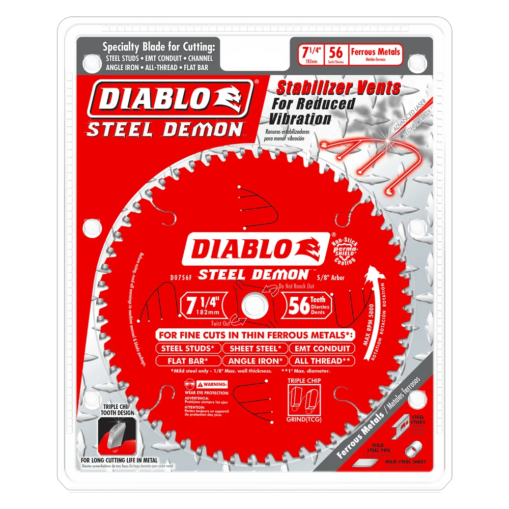7 1/4 Inch 56-Tooth Carbide Tipped Circular Saw Blade for Cutting Metal - 8 Pack - Perfect for Steel, Aluminum, and Pipe Cutting Projects