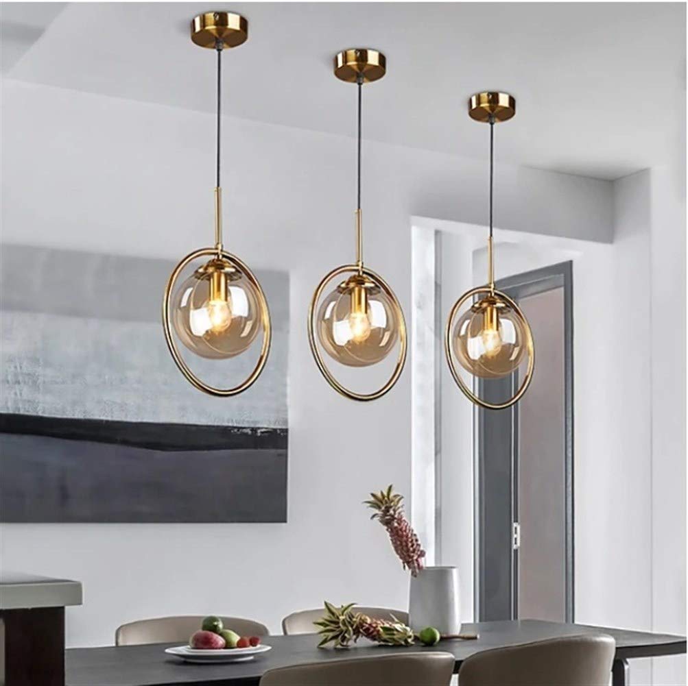24cm Modern Minimalist Glass Flush Mount Pendant Light - Single Head Luxury Chandelier for Bedroom, Bedside, Dining Room & Bar Table - Elegant Lighting for Home Decor & Interior Design