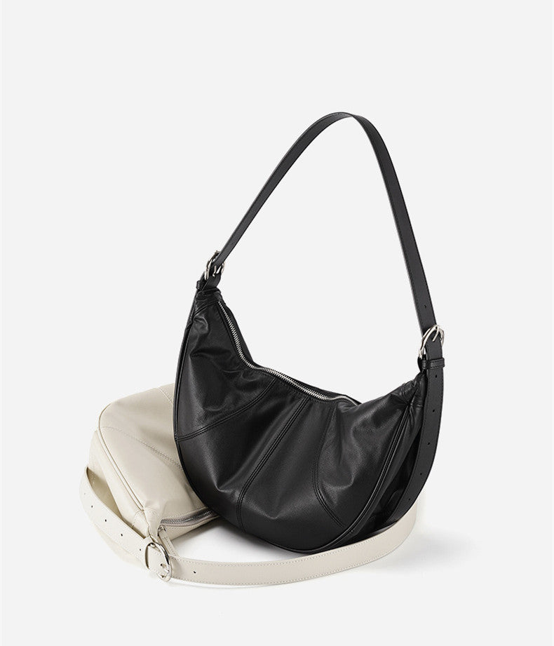 Stylish Leather Half Moon Shoulder Bag for Women - Crossbody Purse with Adjustable Strap - Perfect for Work, Travel & Everyday Use