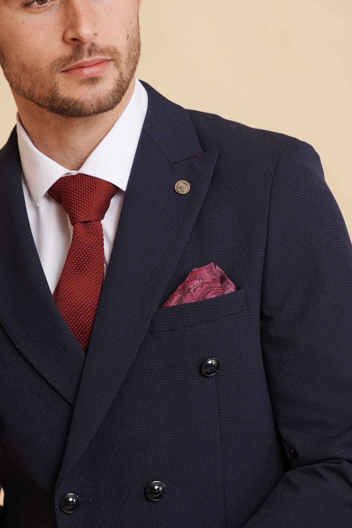 Premium BROMLEY Navy Double Breasted Suit for Men - Formal Business Attire Inspired by Jarrod Bowen - Perfect for Weddings, Office Meetings & Special Occasions