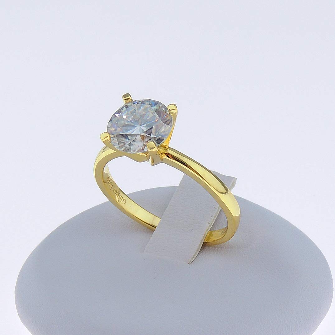Ginger Lyne 3 Carat Moissanite Solitaire Engagement Ring for Women - White Gold over Sterling Silver, Diamond Alternative Wedding Band - Perfect for Proposals, Bridal Gifts & Anniversary Celebrations